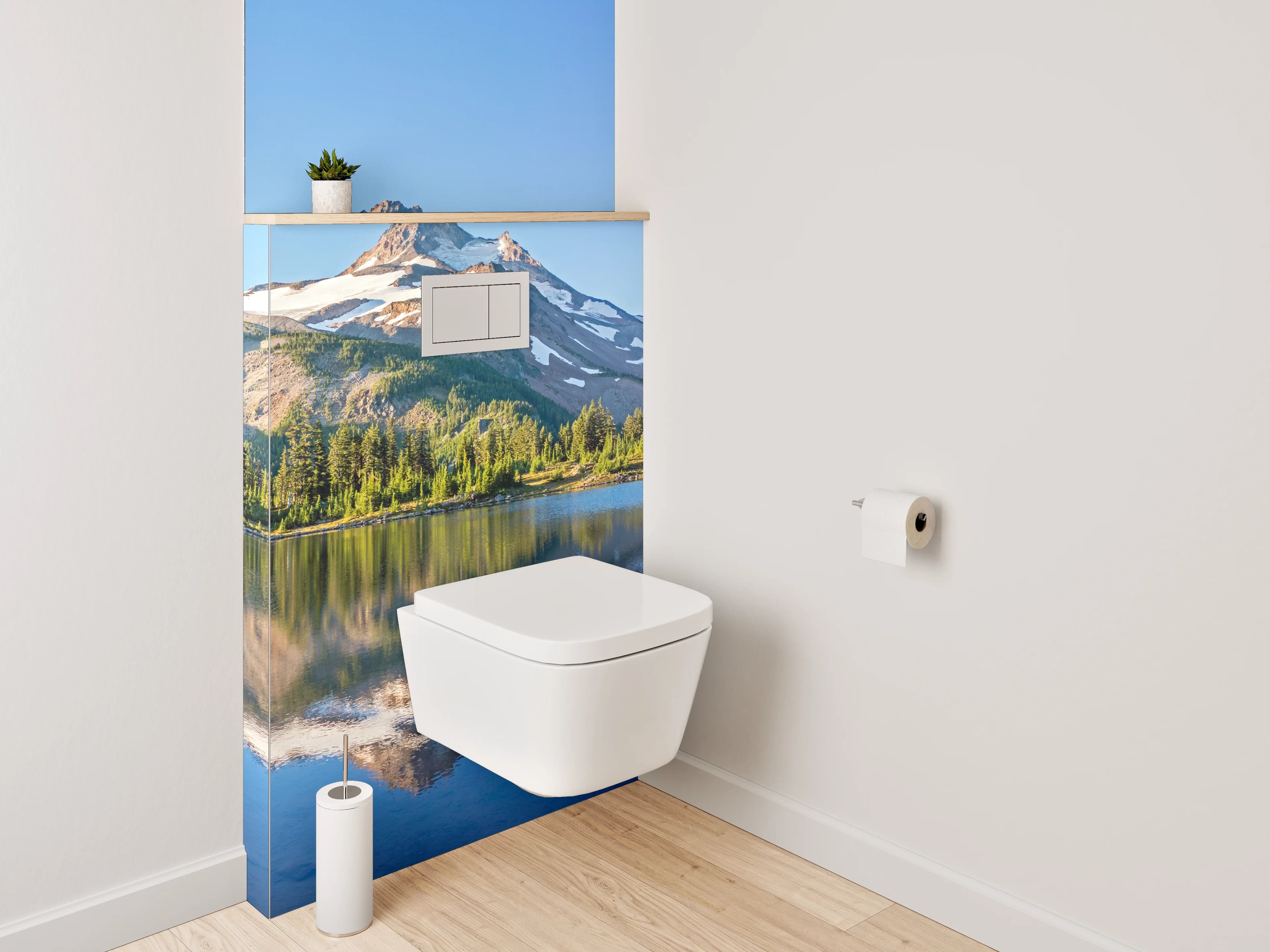 WC-Rückwand - Panorama Bergsee Spiegelung Natur
