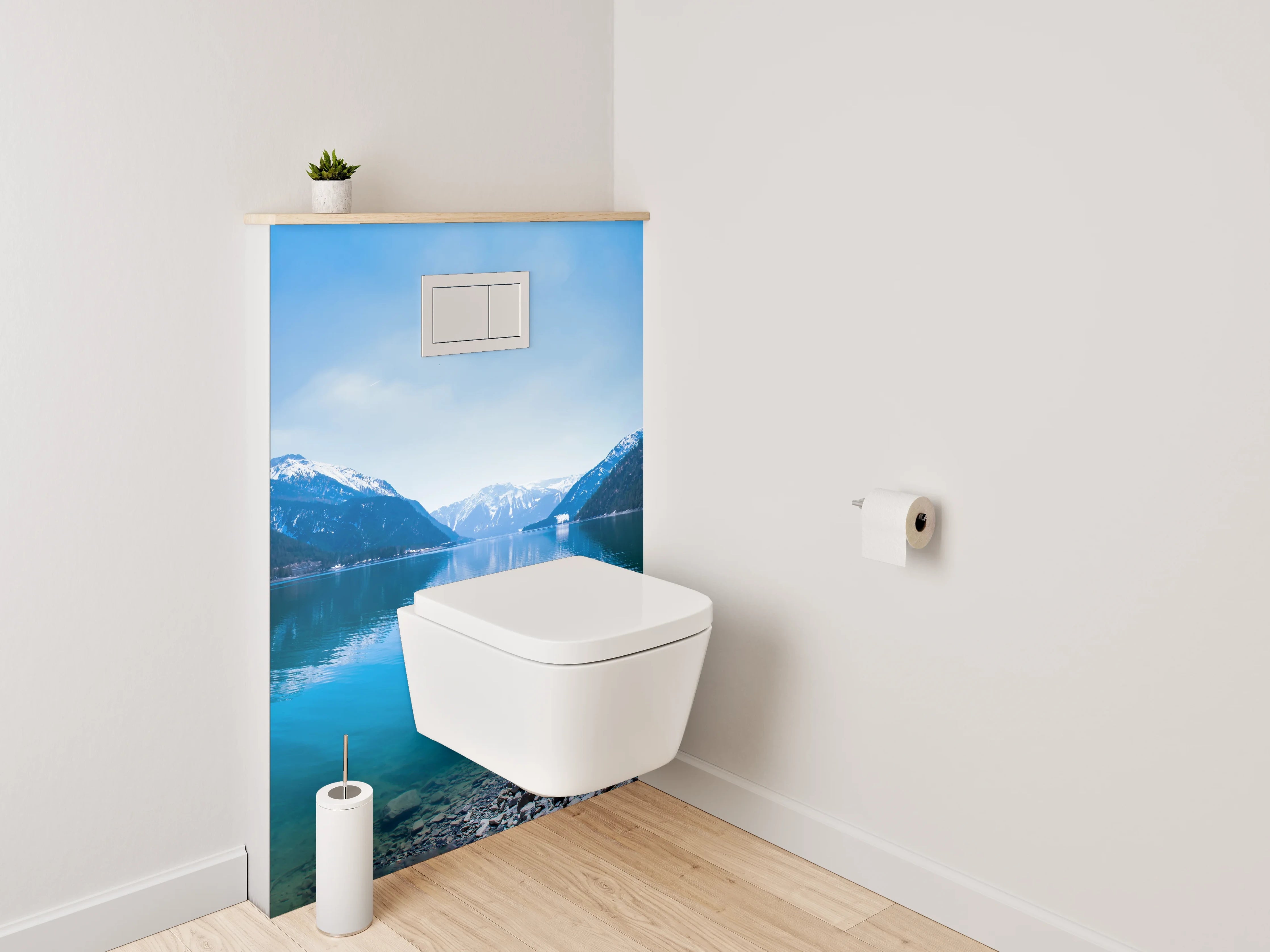 WC-Rückwand - Panorama Bergsee blau grün