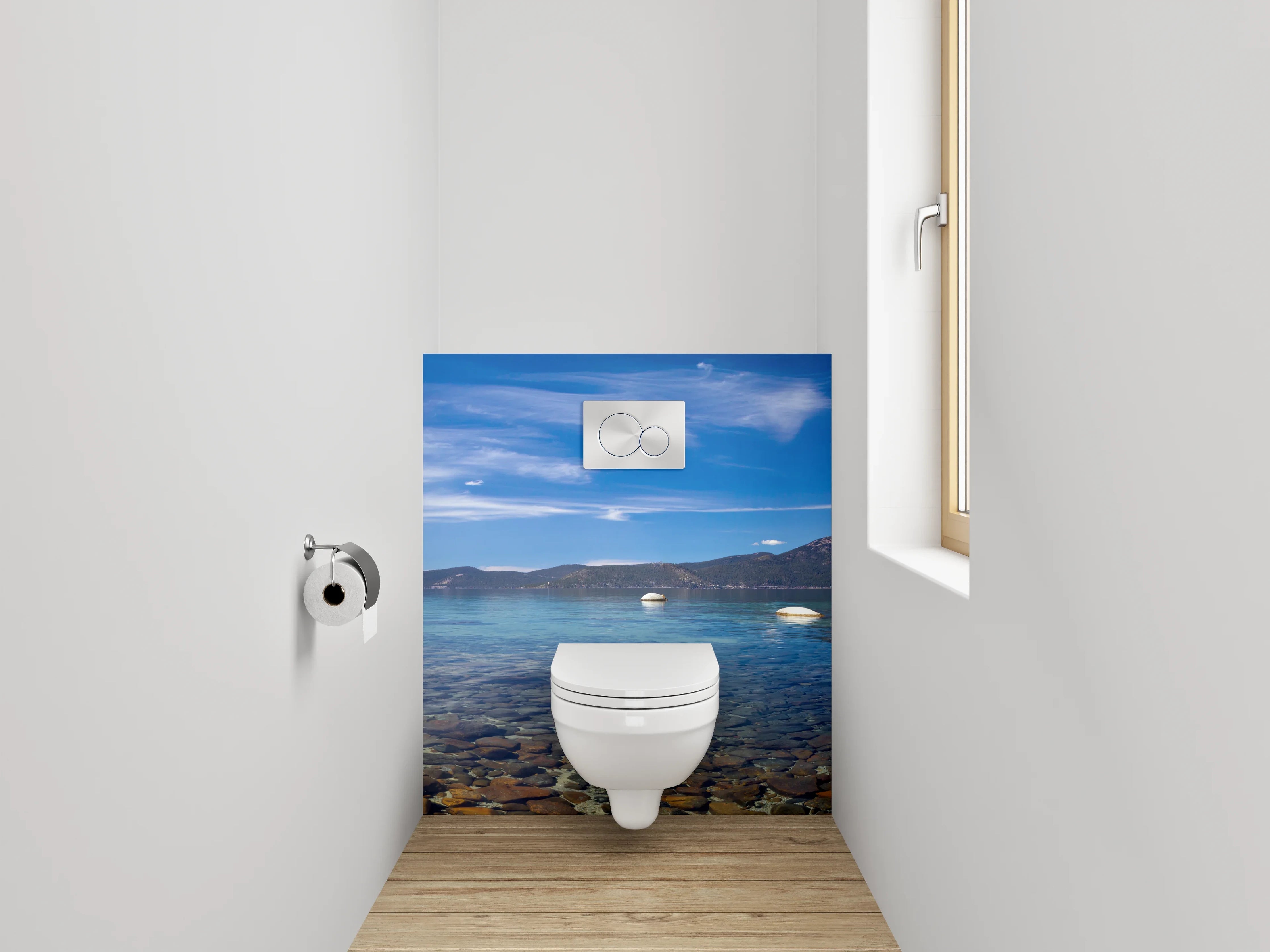 WC-Rückwand - Panorama Bergsee mit klarem Wasser
