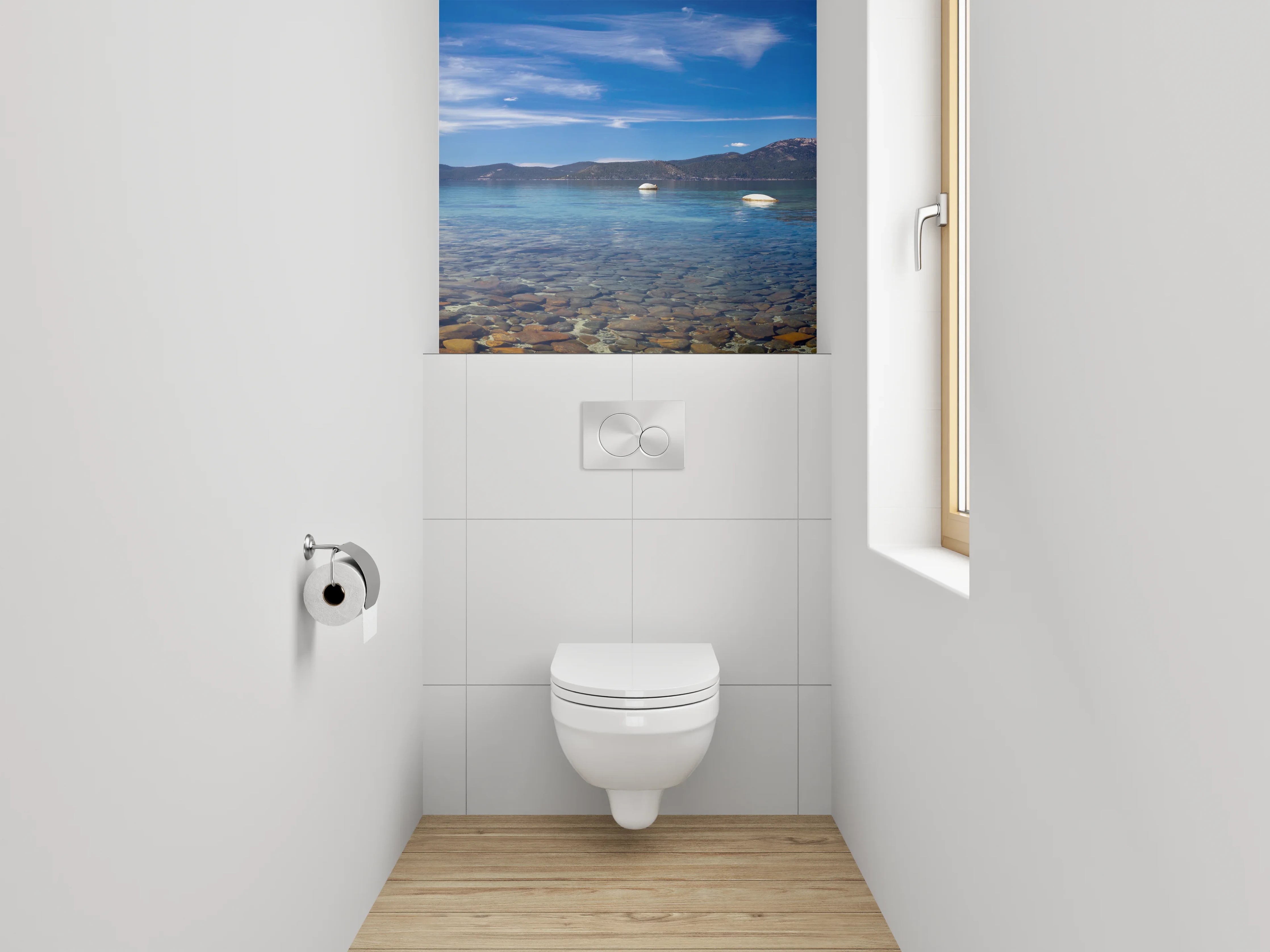WC-Rückwand - Panorama Bergsee mit klarem Wasser