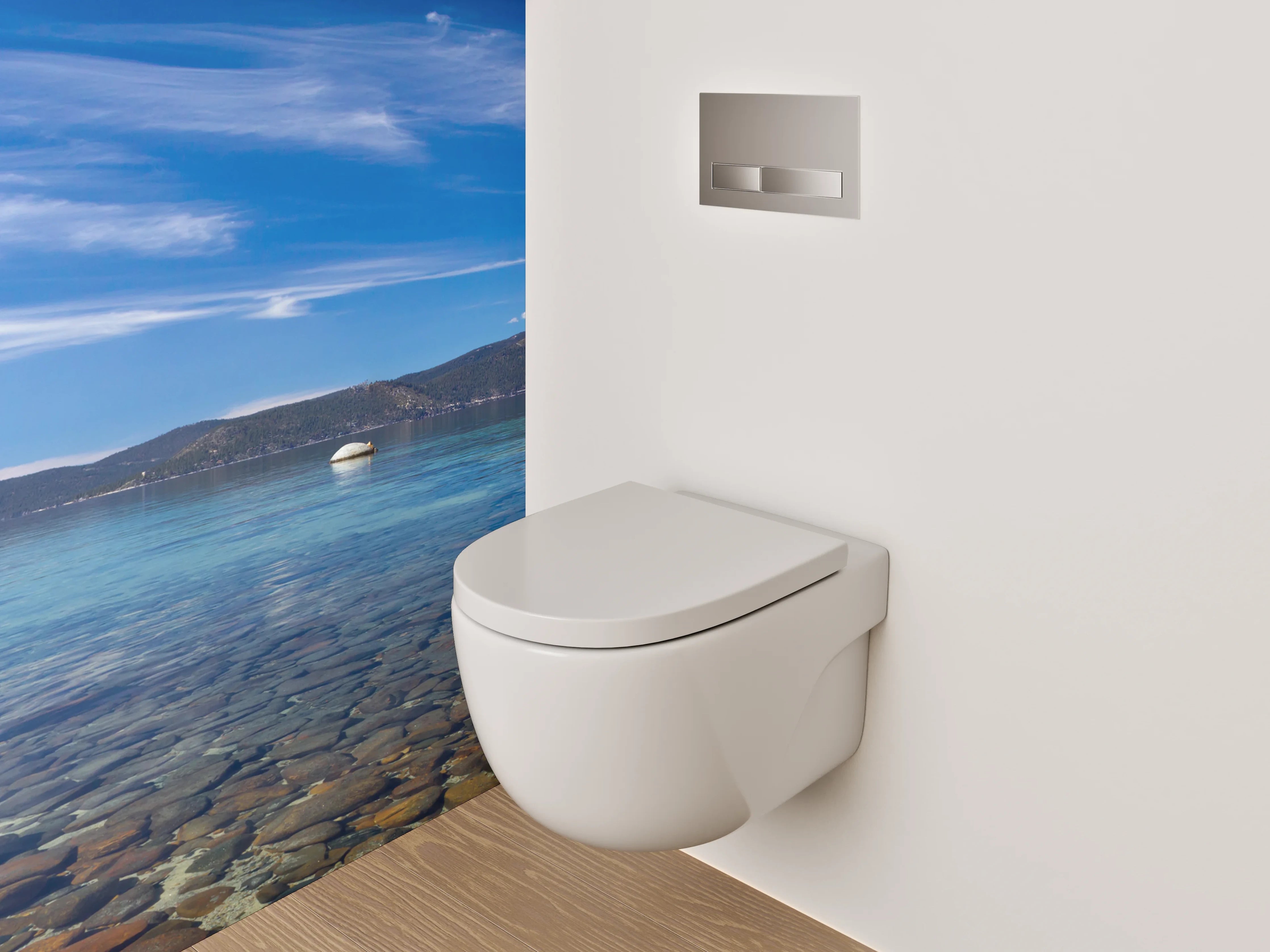 WC-Rückwand - Panorama Bergsee mit klarem Wasser