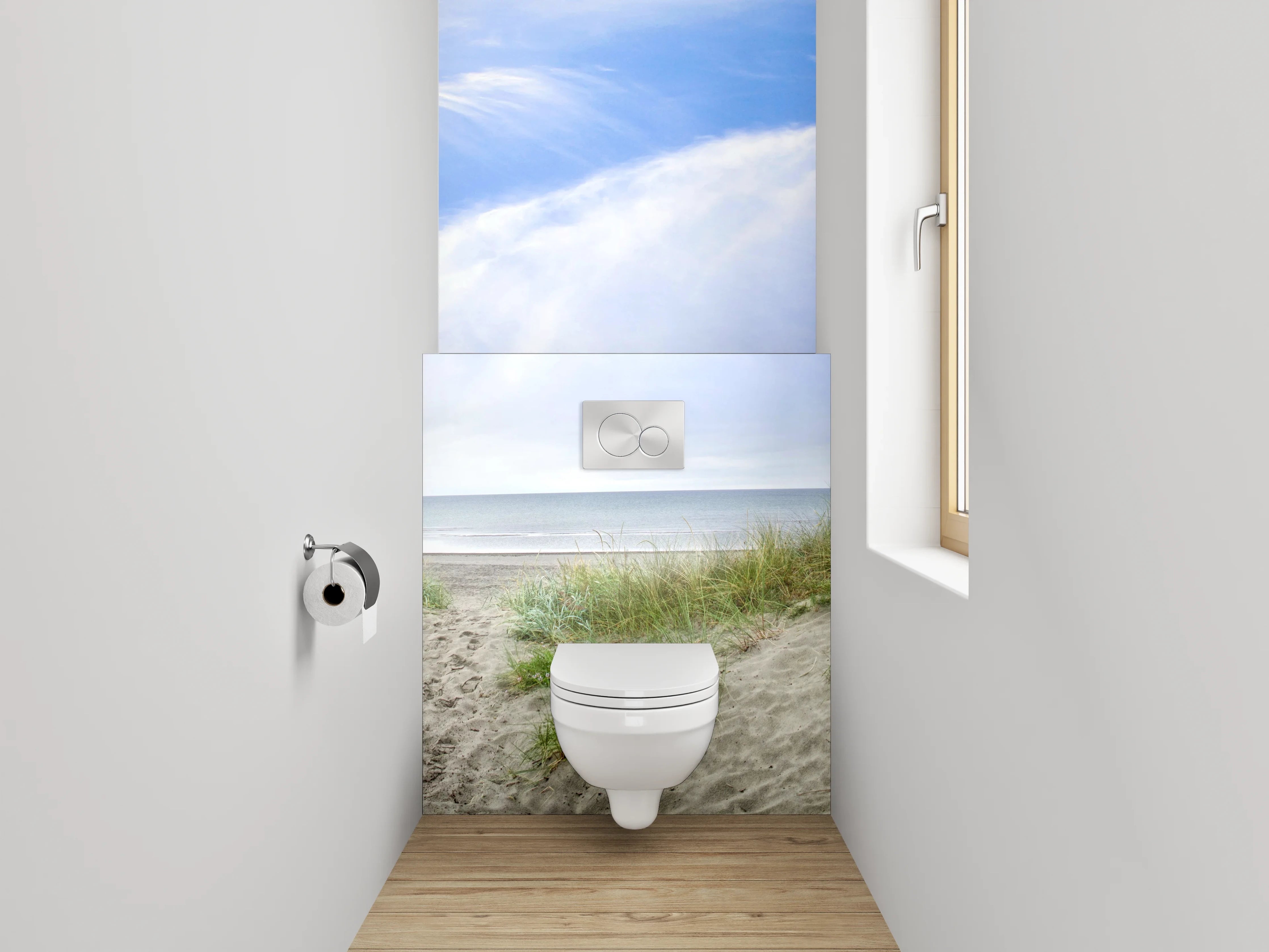 WC-Rückwand - Panorama Dünenlandschaft mit blauem Himmel