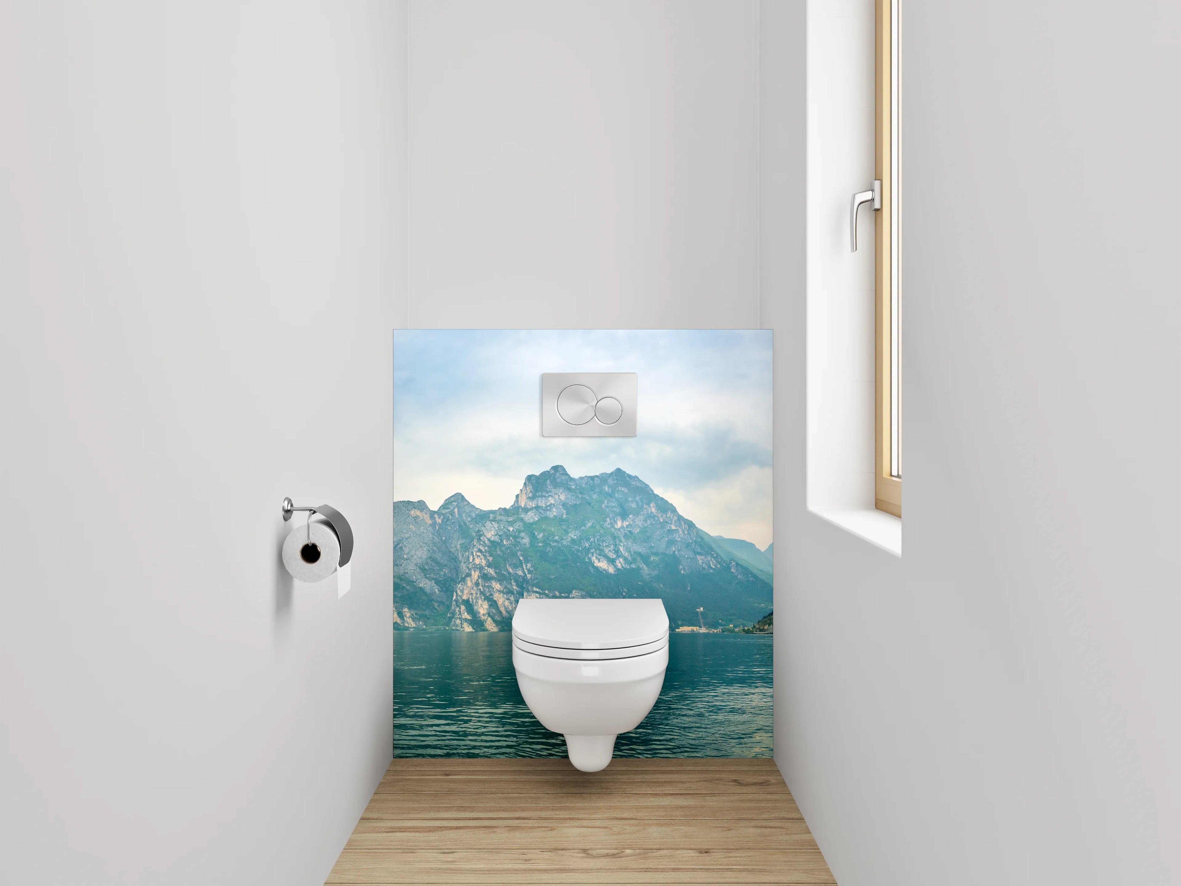 WC-Rückwand - Panorama Gardasee Berge Wolken
