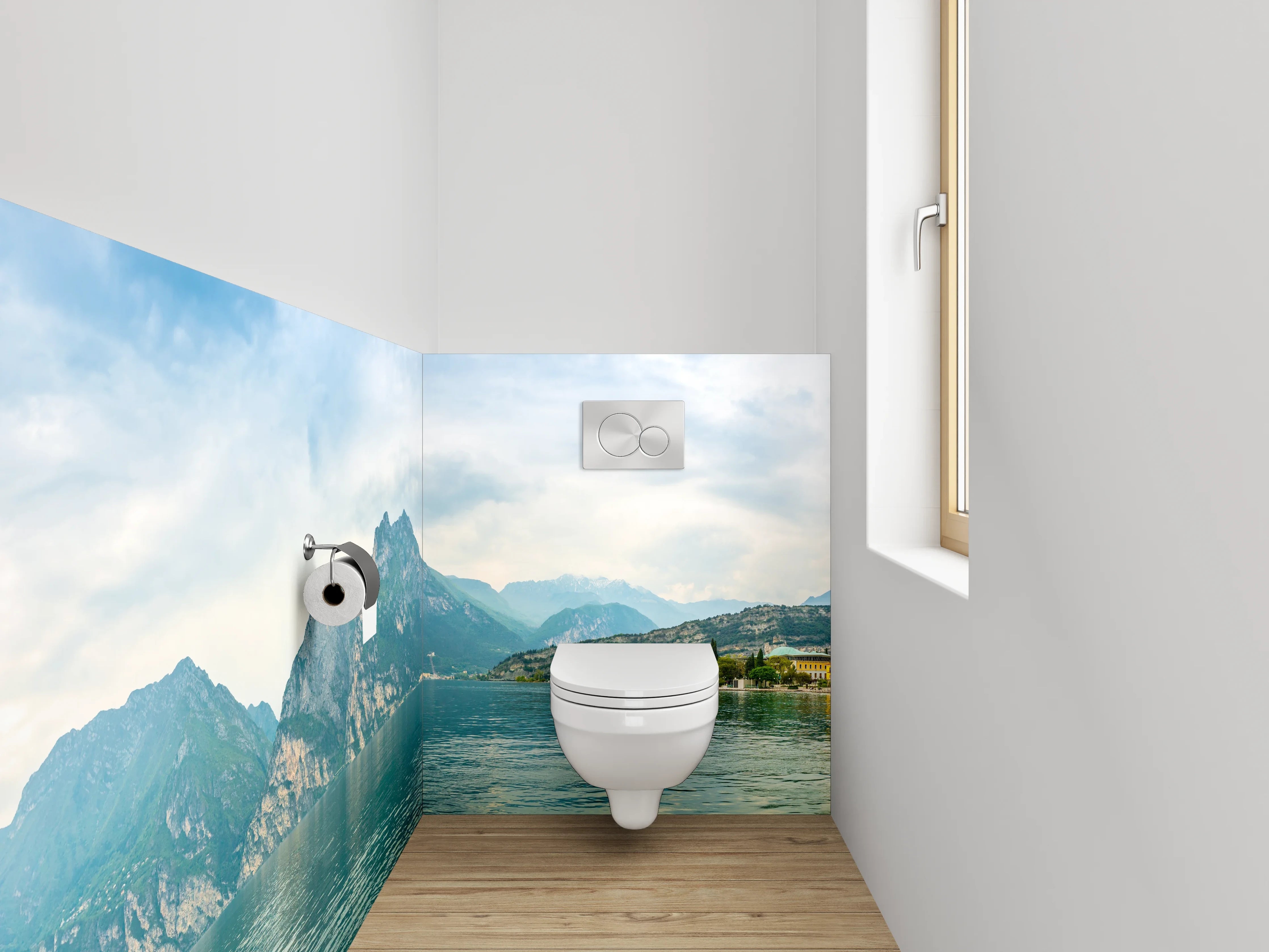 WC-Rückwand - Panorama Gardasee Berge Wolken