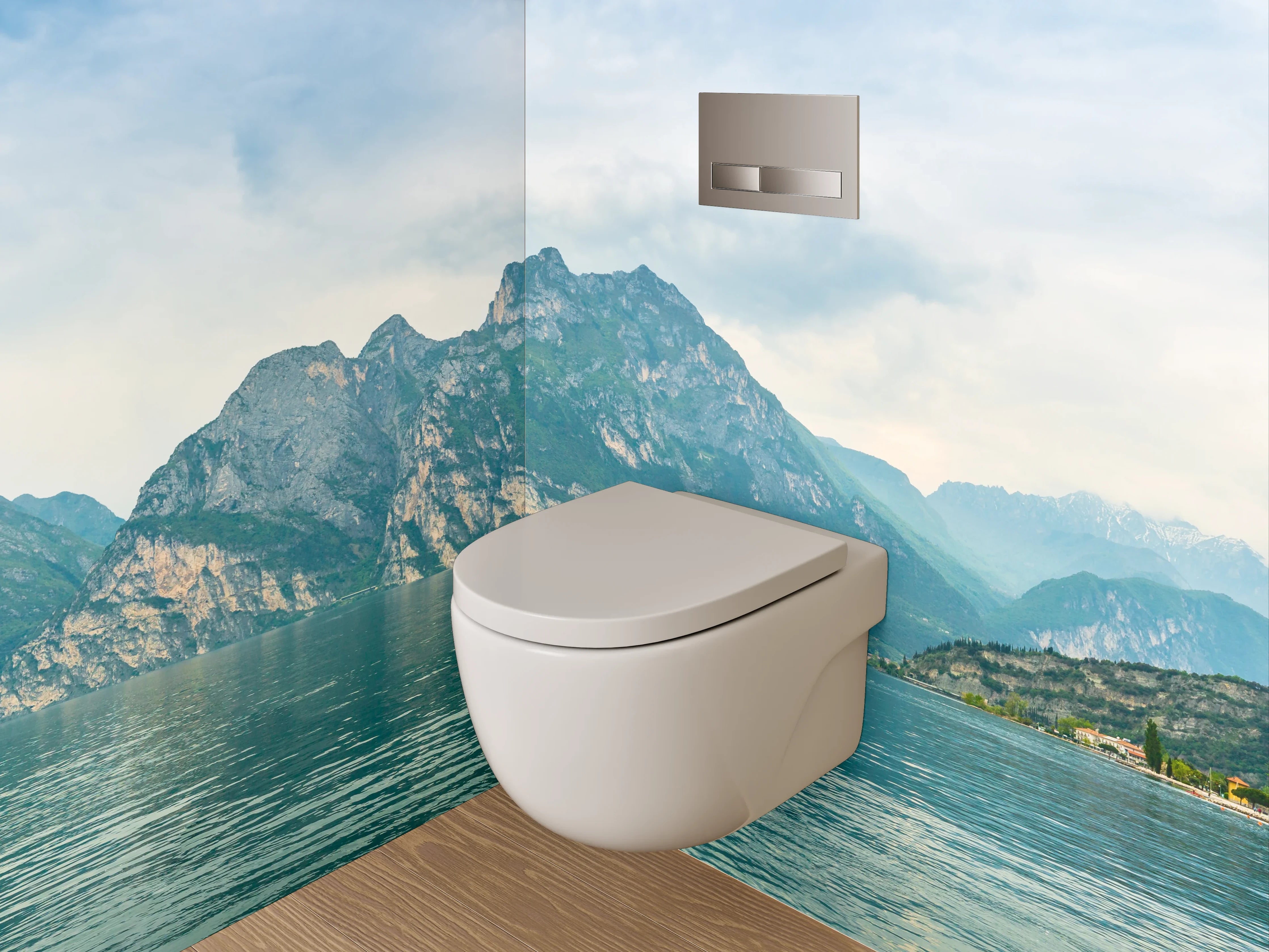 WC-Rückwand - Panorama Gardasee Berge Wolken