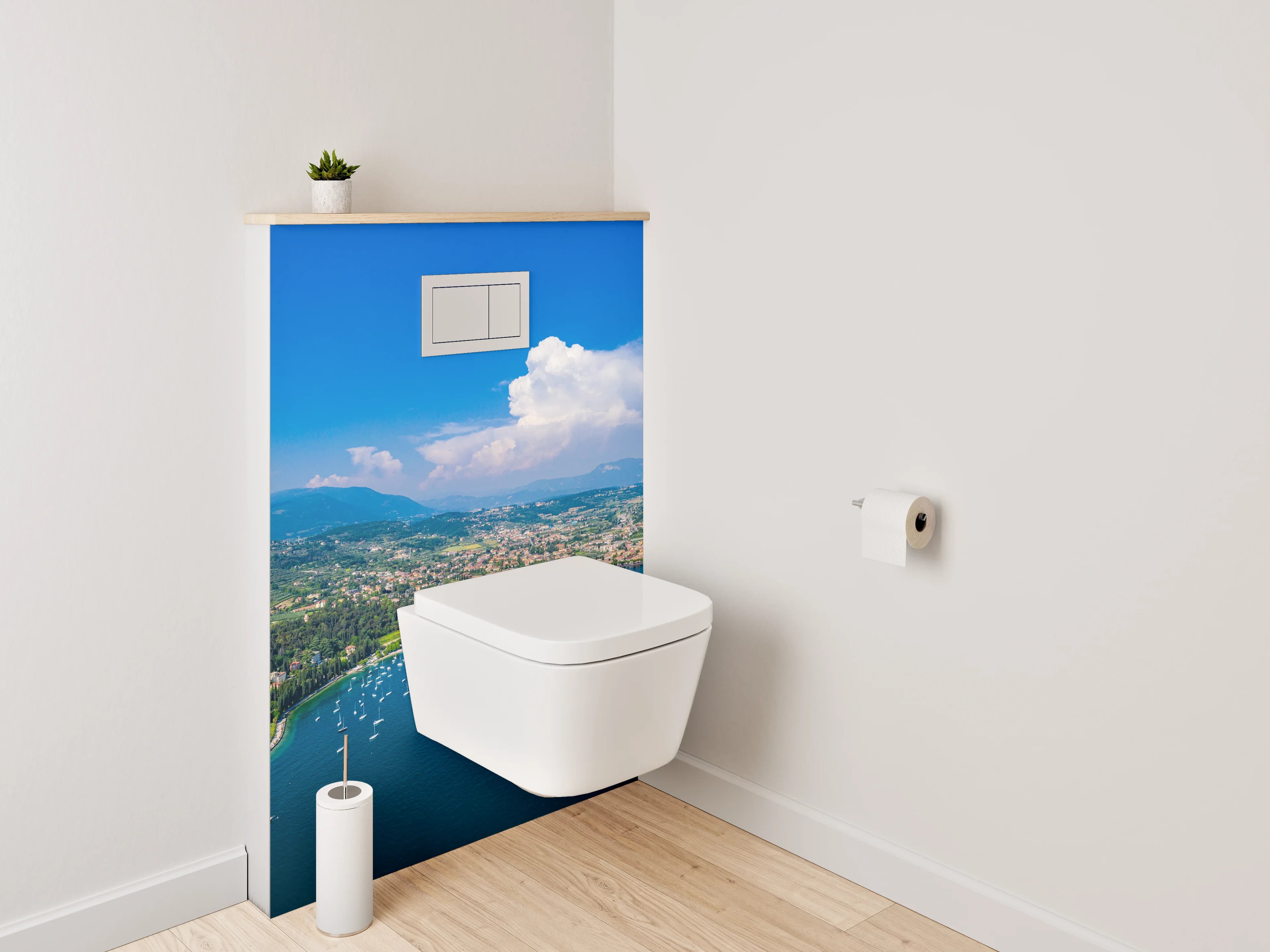 WC-Rückwand - Panorama Gardasee Küste Luftaufnahme