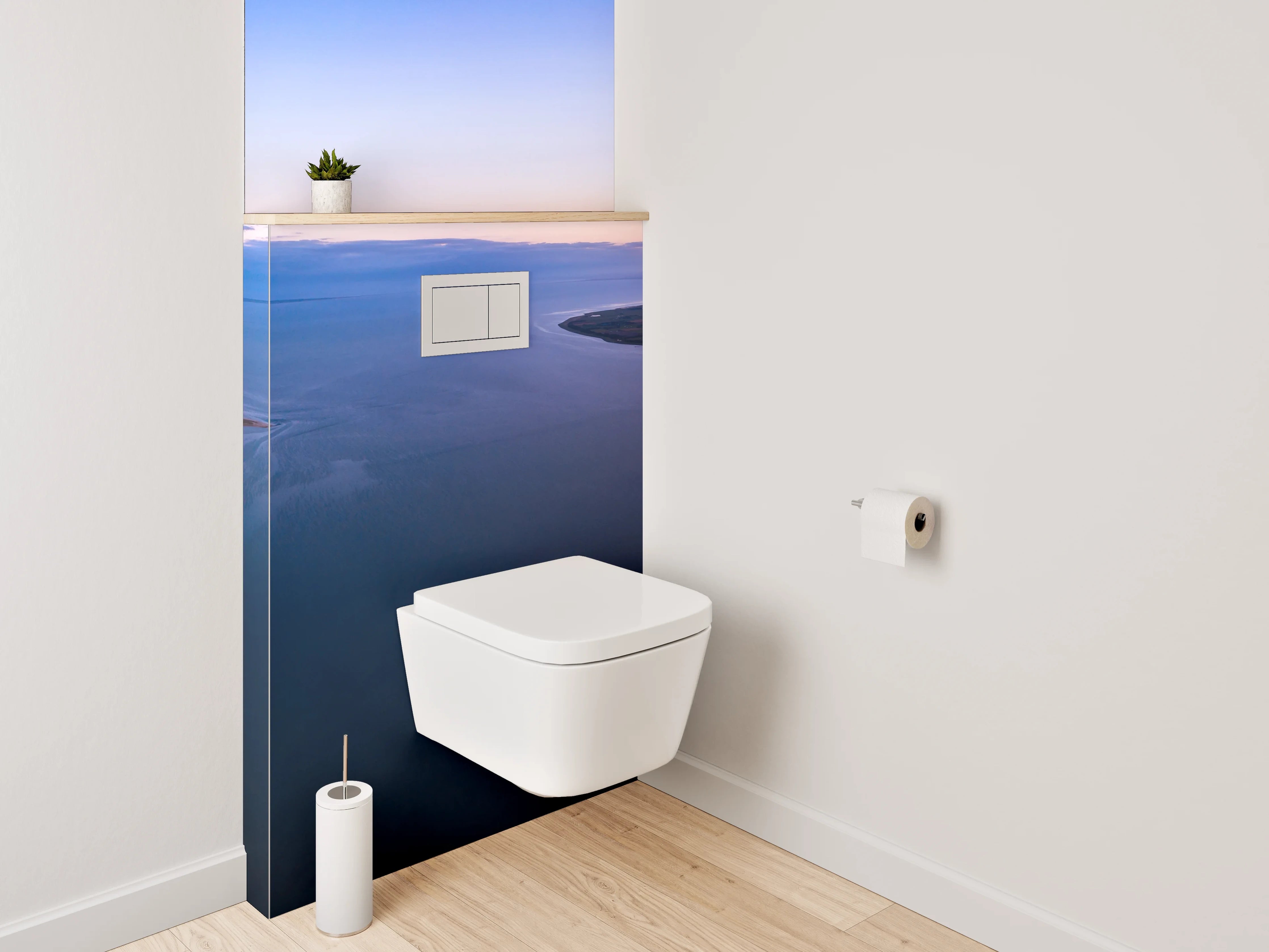 WC-Rückwand - Panorama Insel und Meer bei Sonnenuntergang