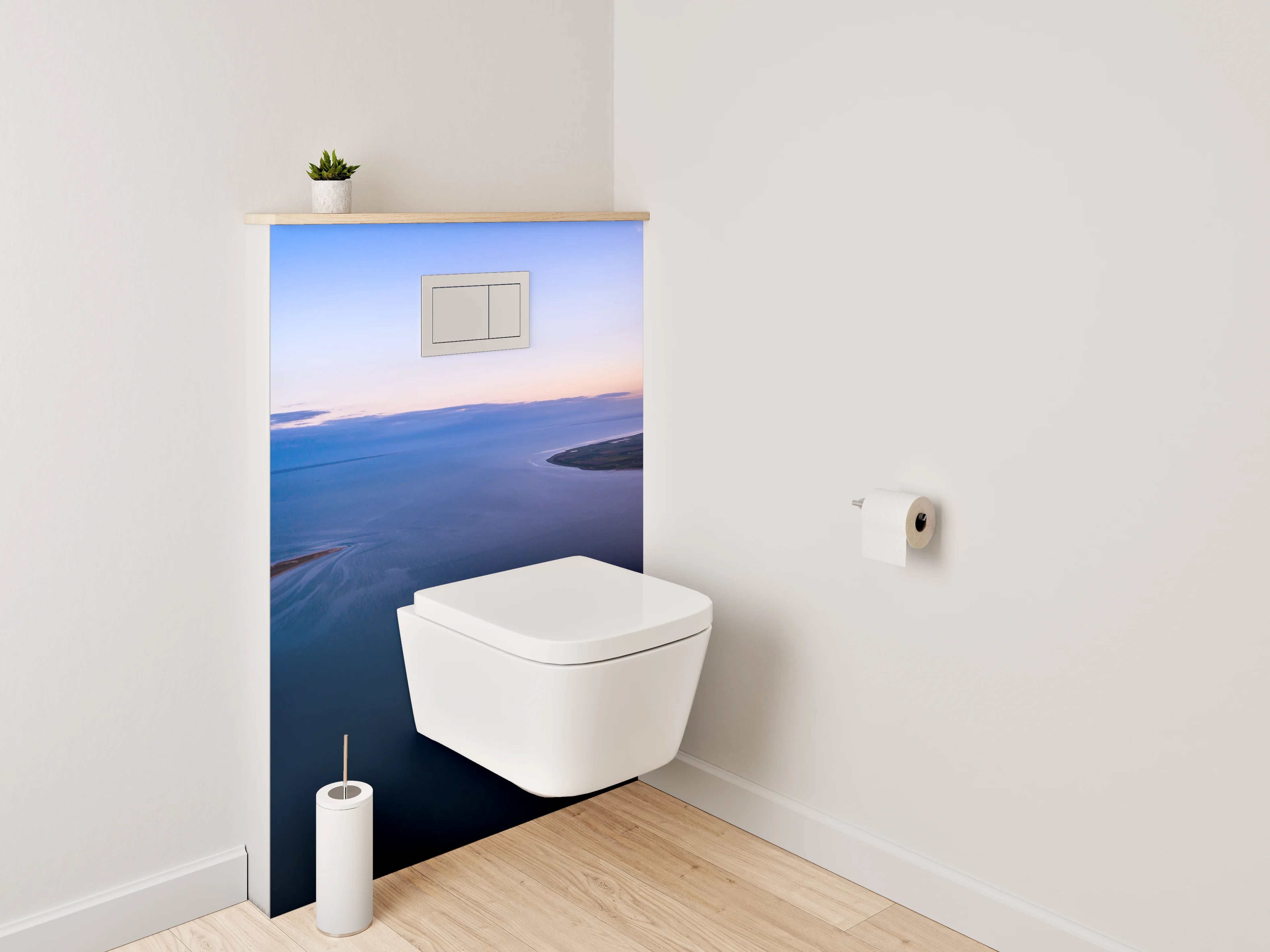 WC-Rückwand - Panorama Insel und Meer bei Sonnenuntergang
