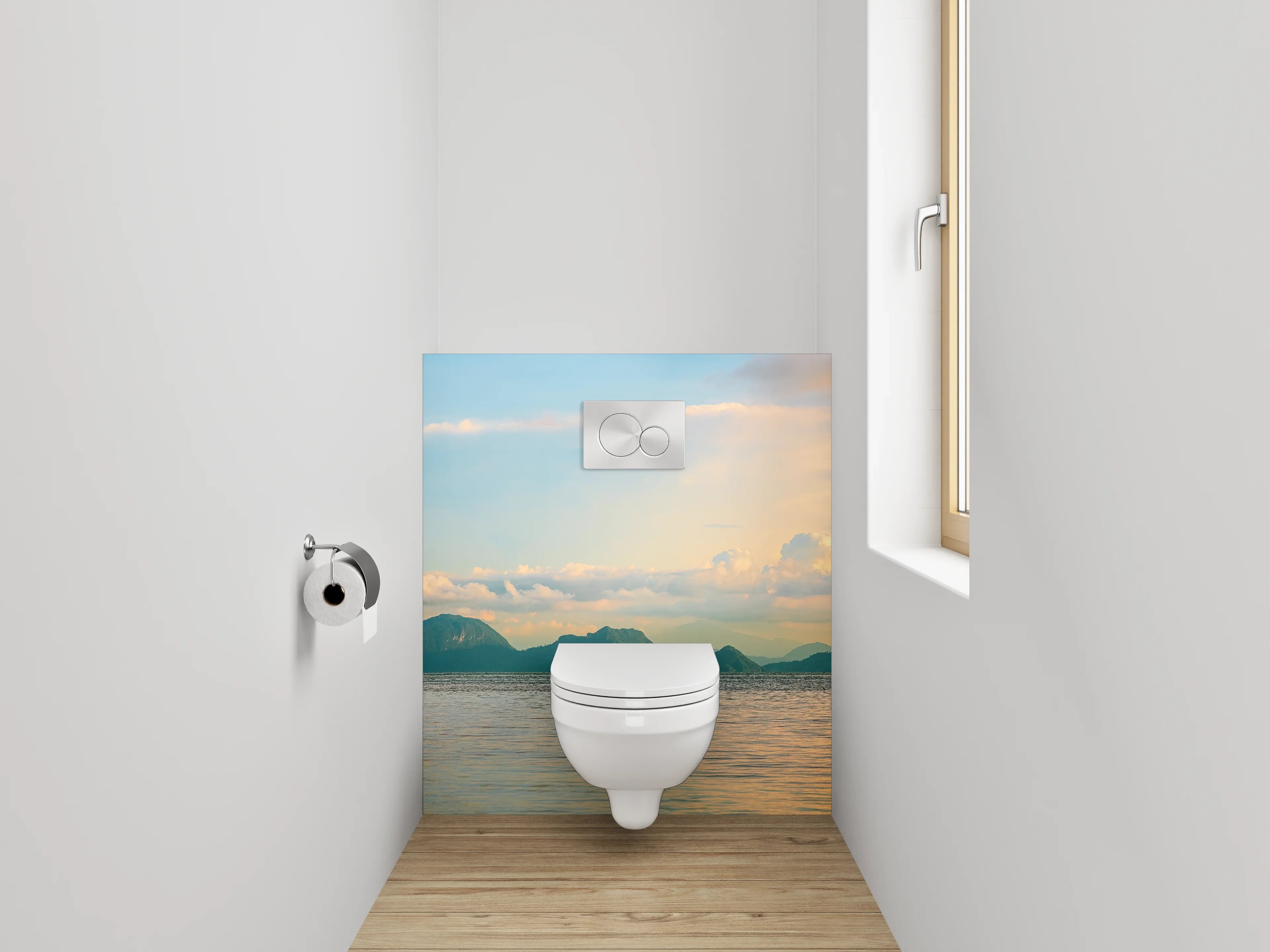 WC-Rückwand - Panorama Küstenlandschaft Sonnenuntergang