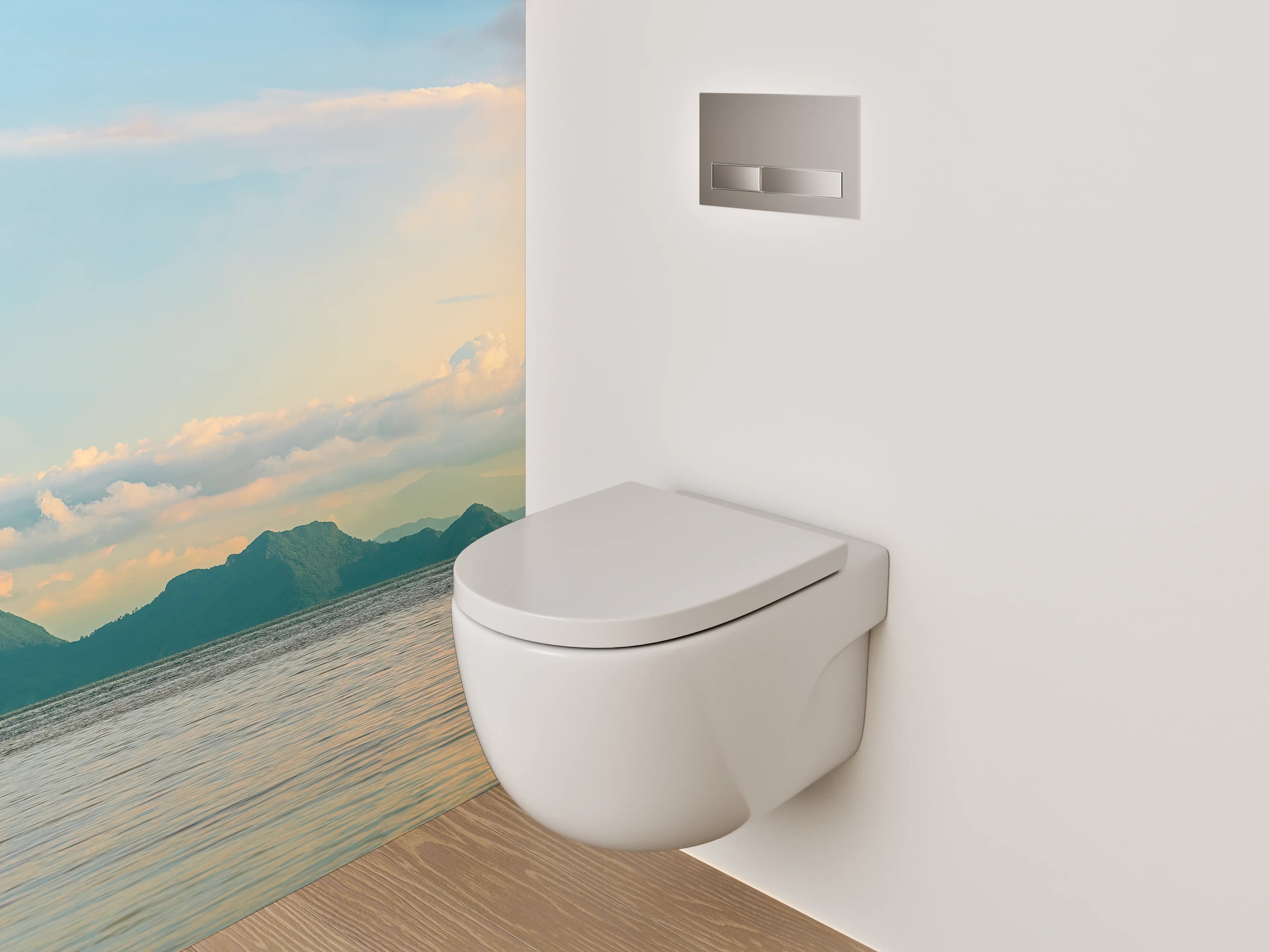 WC-Rückwand - Panorama Küstenlandschaft Sonnenuntergang