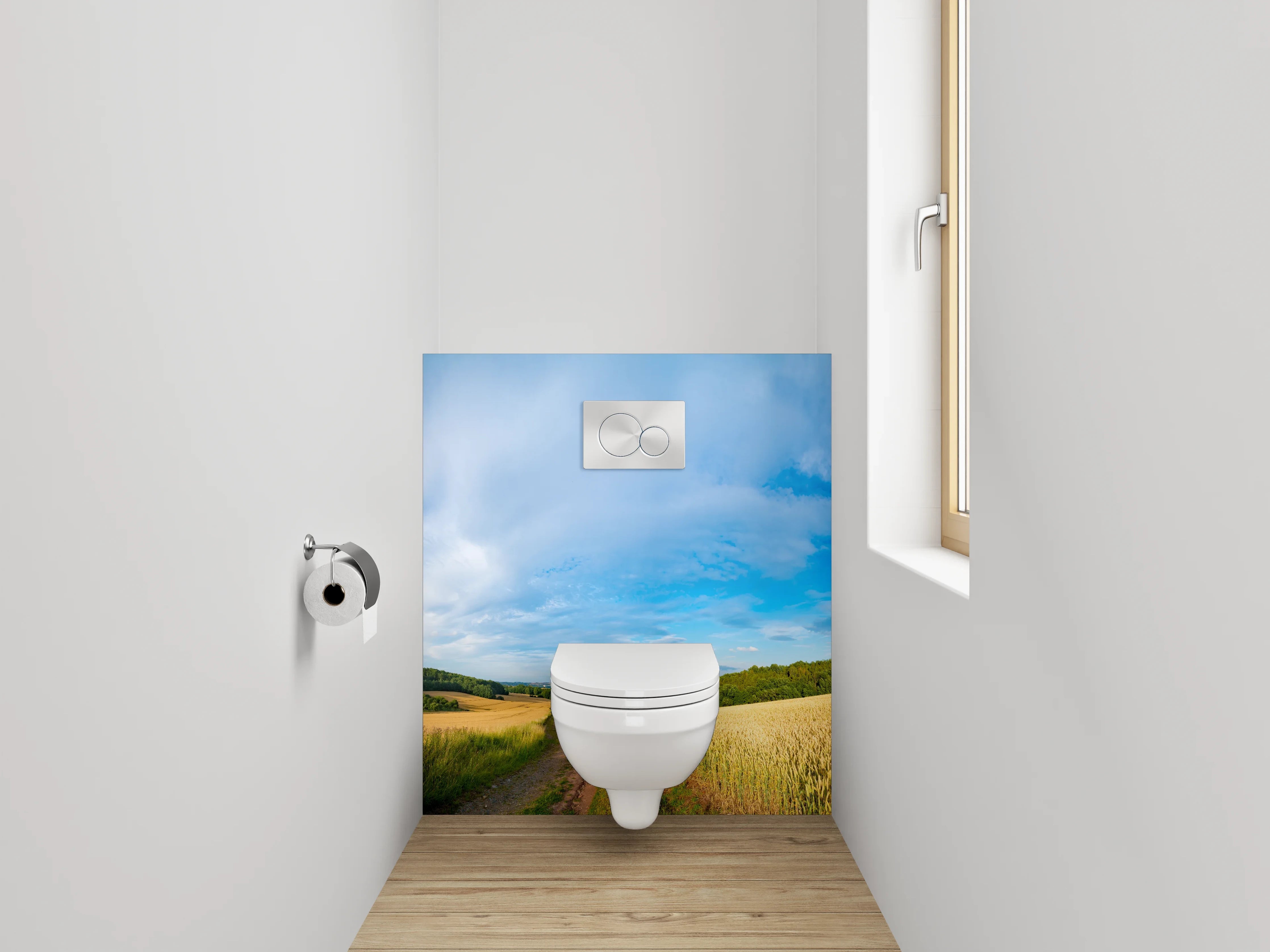 WC-Rückwand - Panorama Landschaft Felder Himmel
