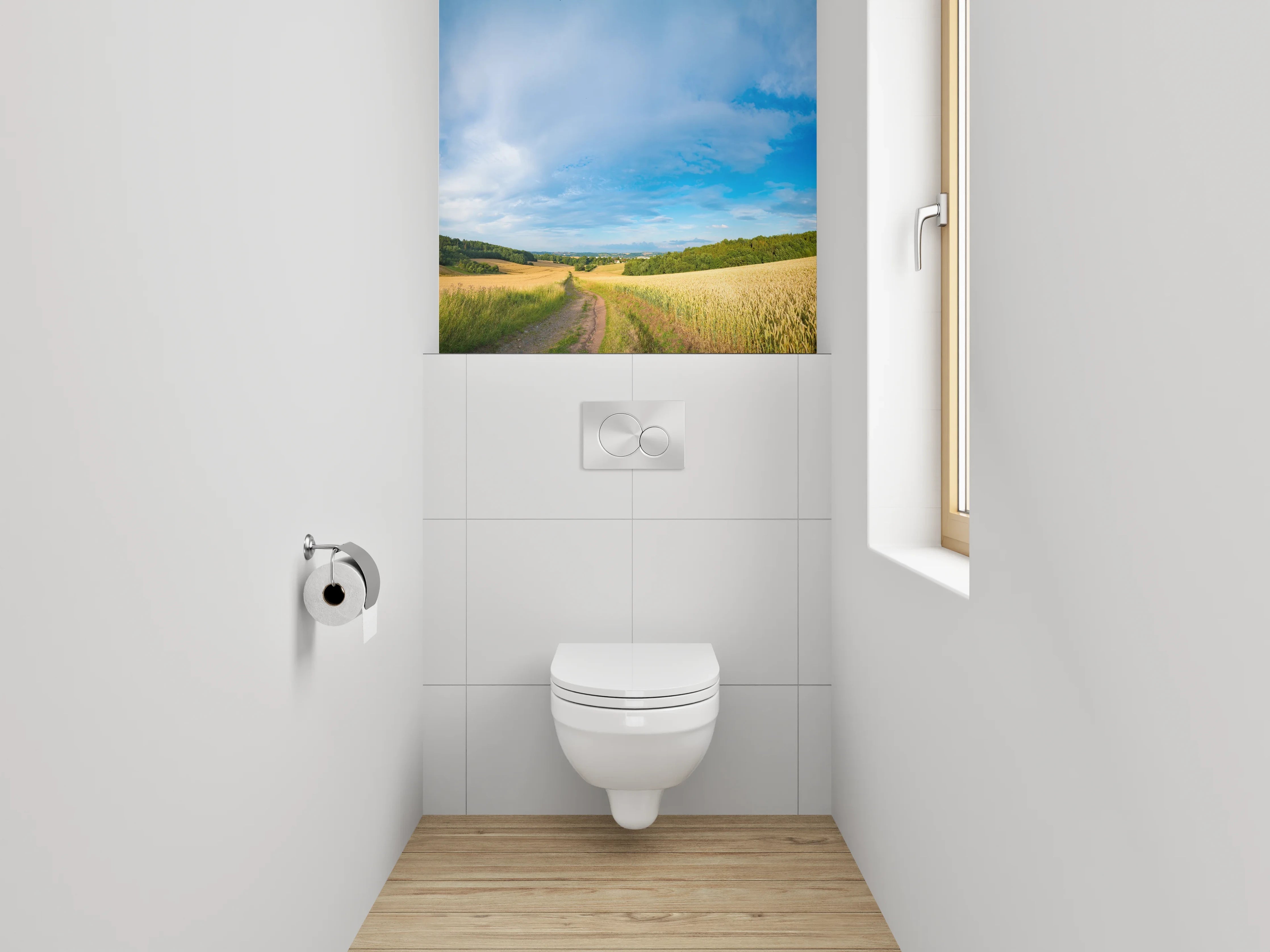 WC-Rückwand - Panorama Landschaft Felder Himmel