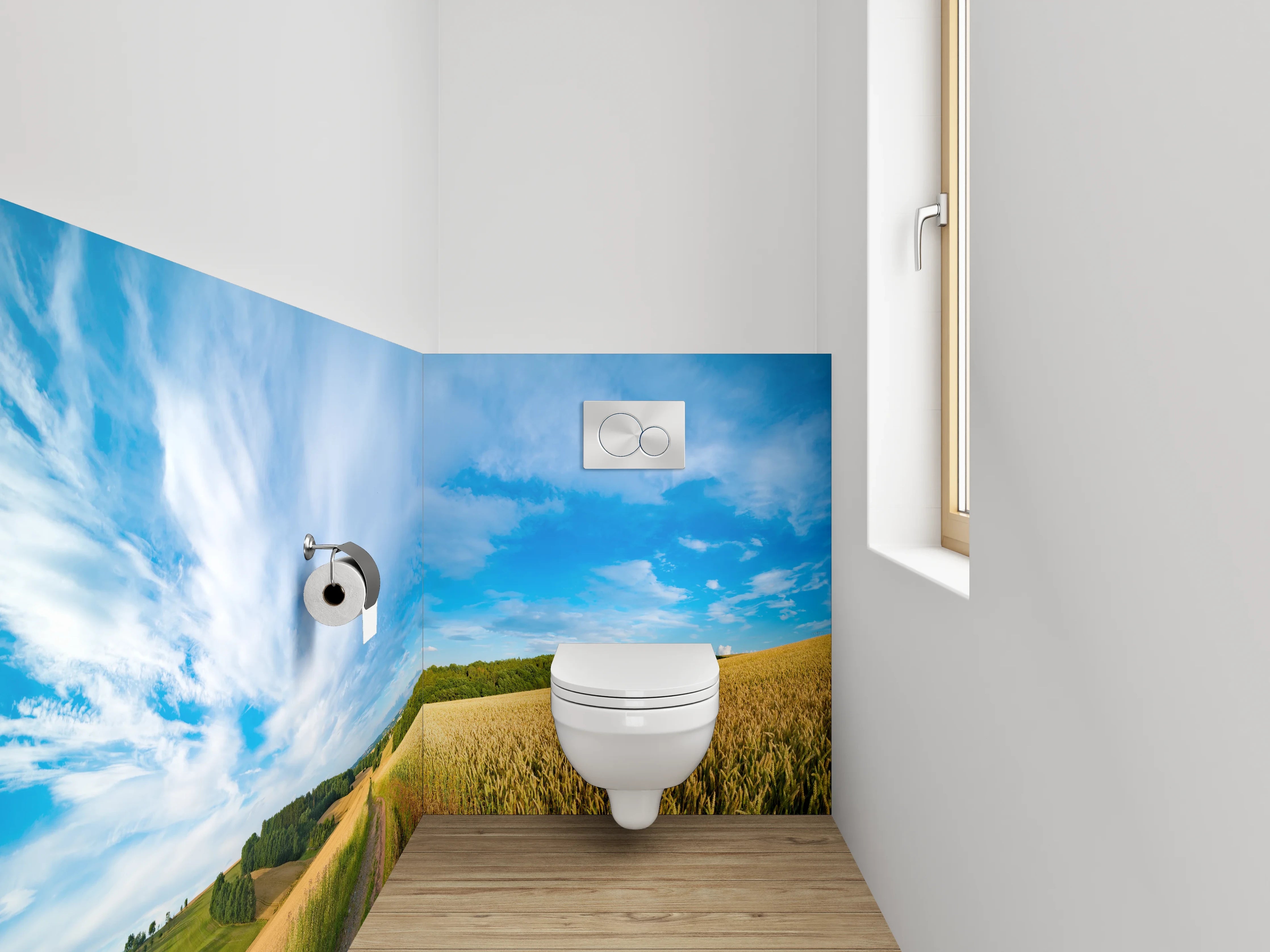 WC-Rückwand - Panorama Landschaft Felder Himmel