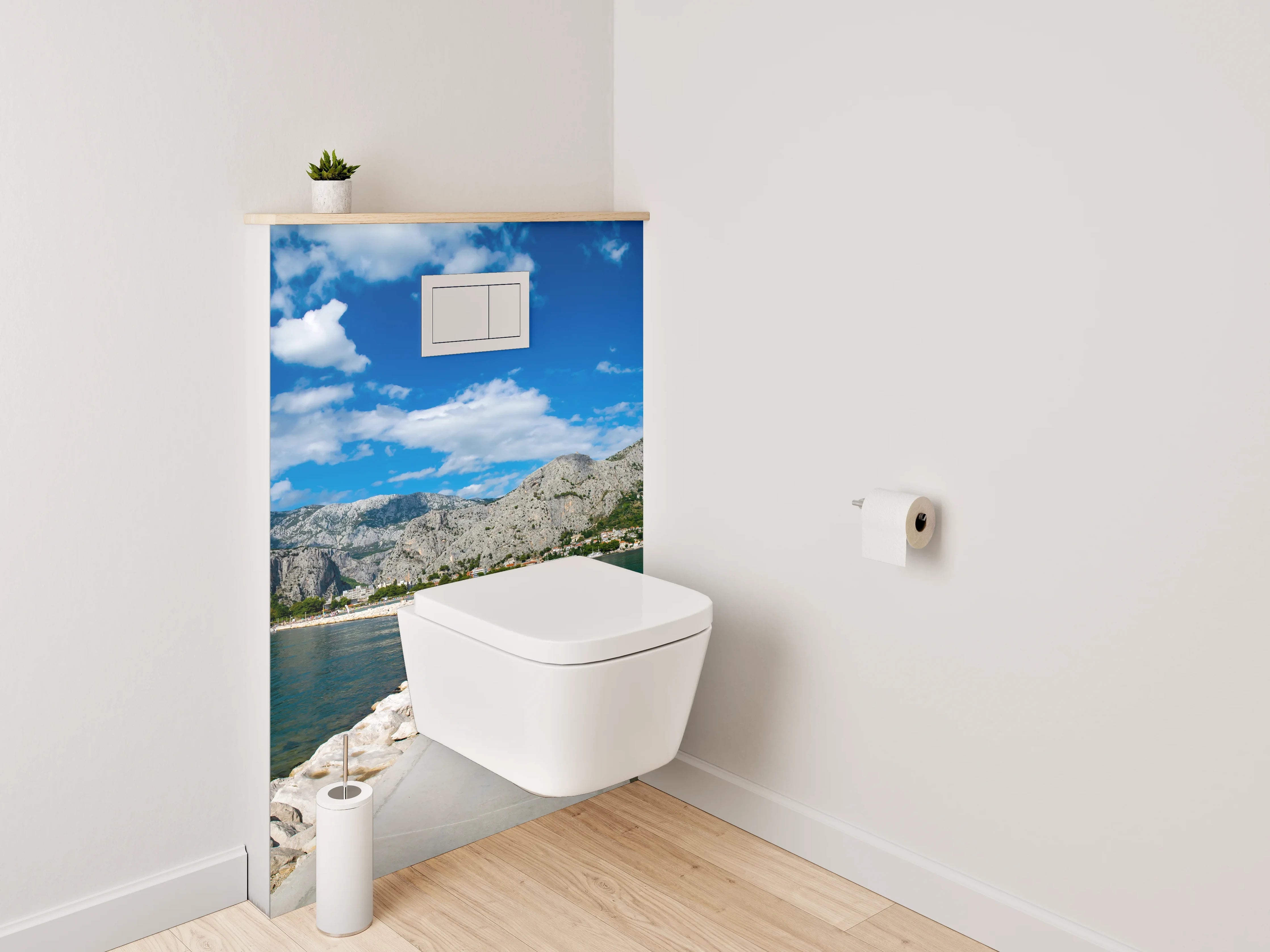 WC-Rückwand - Panorama Meerweg und Berge Kroatien