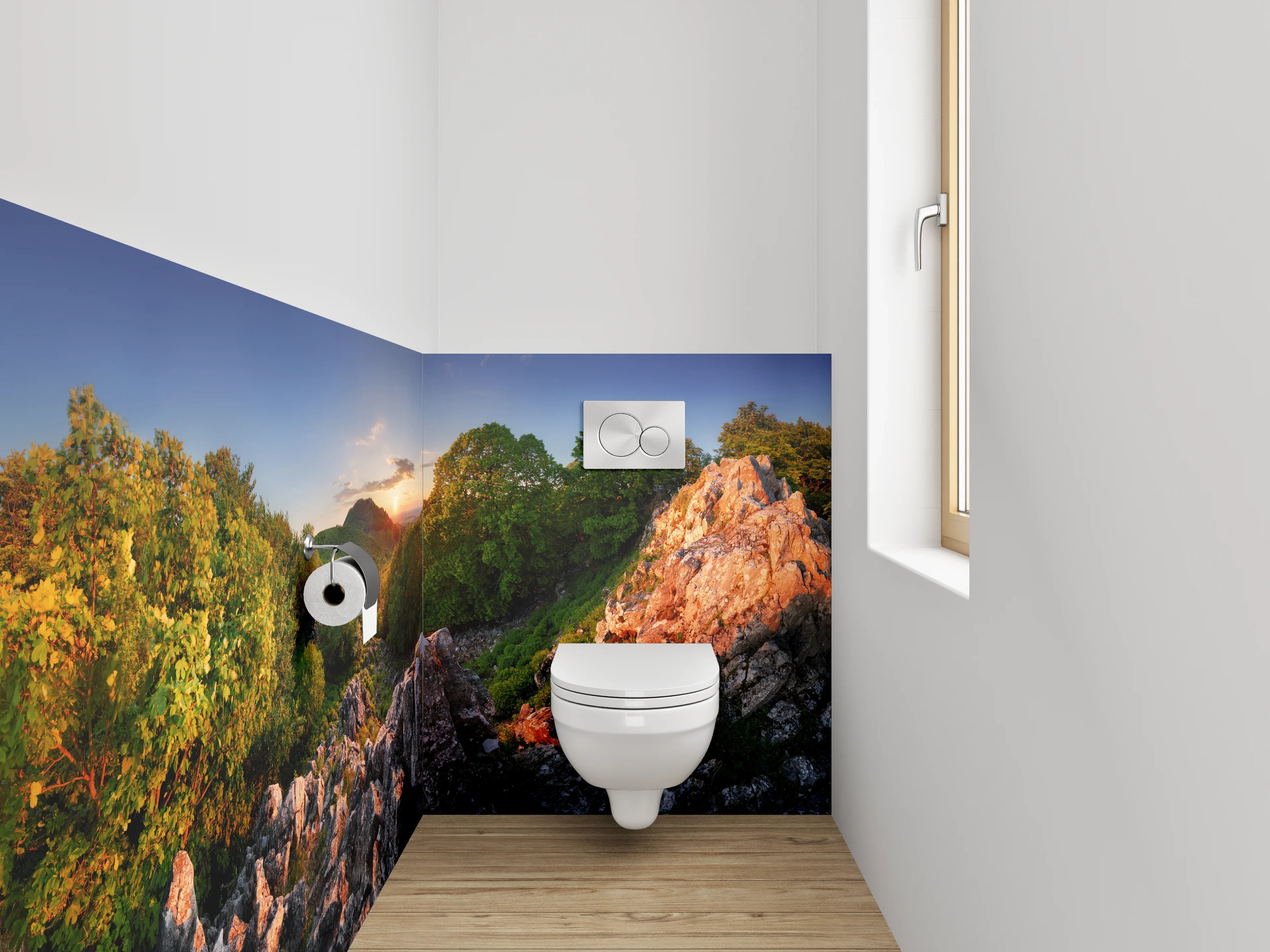 WC-Rückwand - Panorama Natur Sonnenuntergang Landschaft Felsen