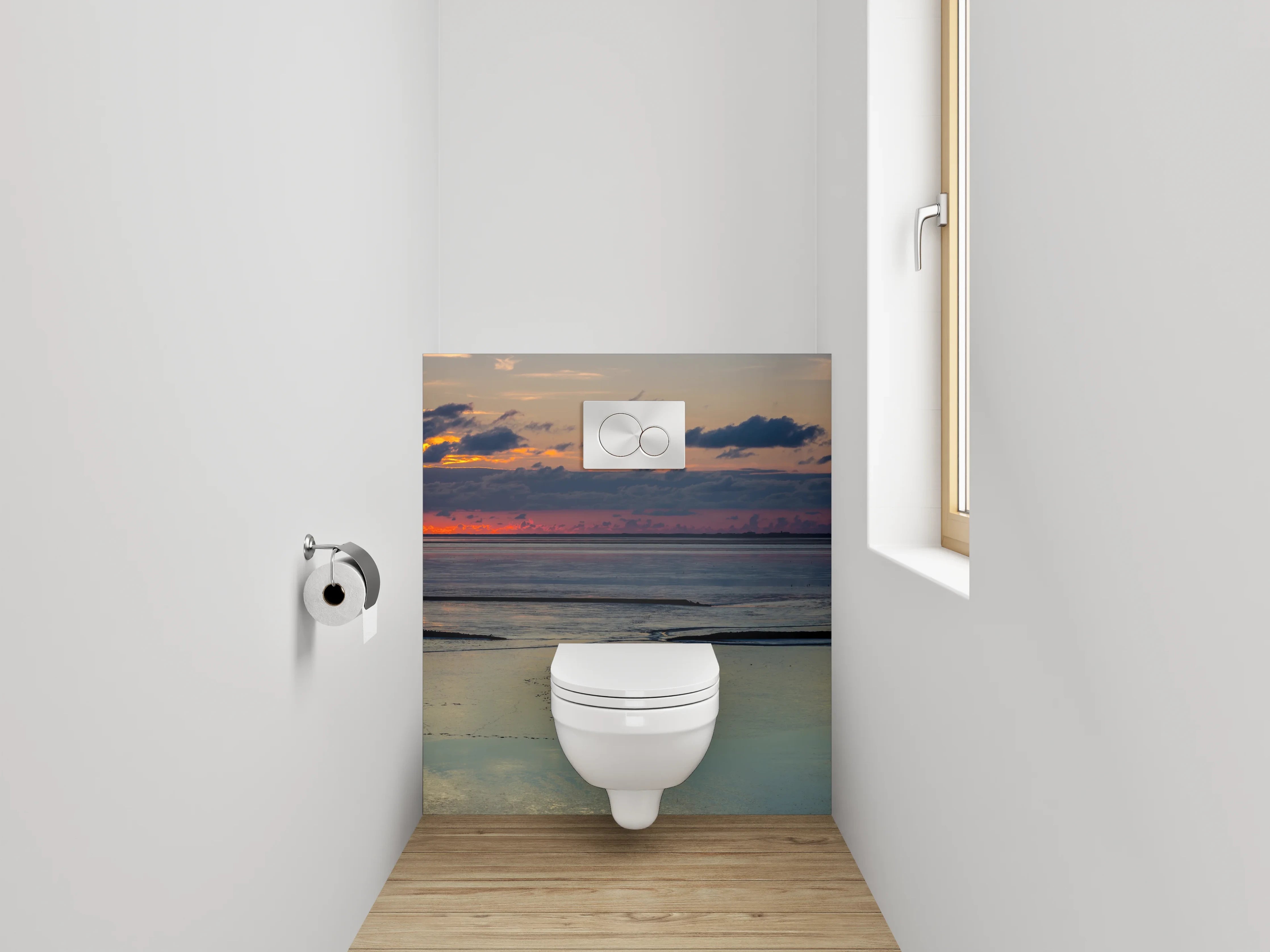 WC-Rückwand - Panorama Nordsee Sonnenuntergang Wattenmeer