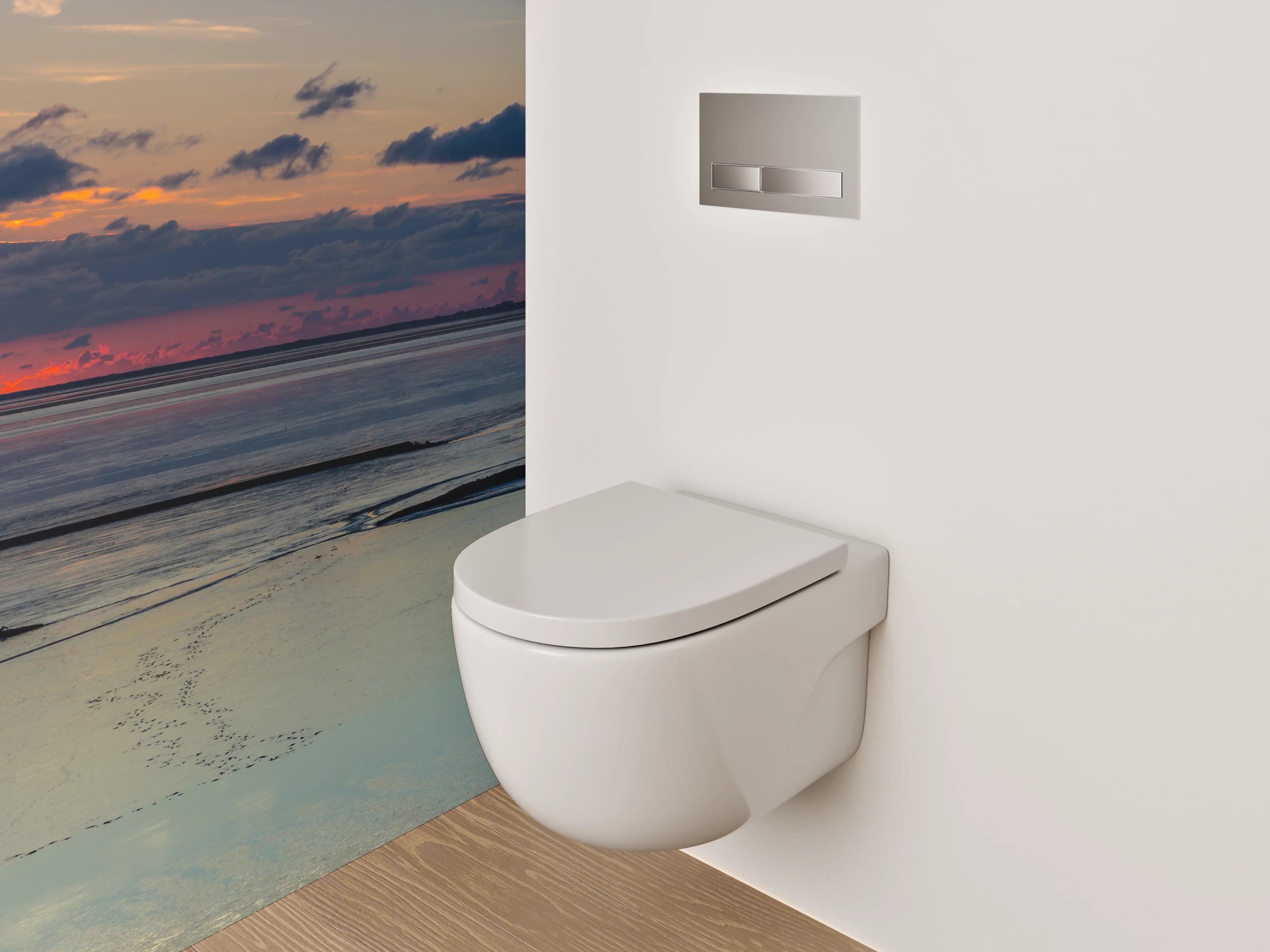 WC-Rückwand - Panorama Nordsee Sonnenuntergang Wattenmeer
