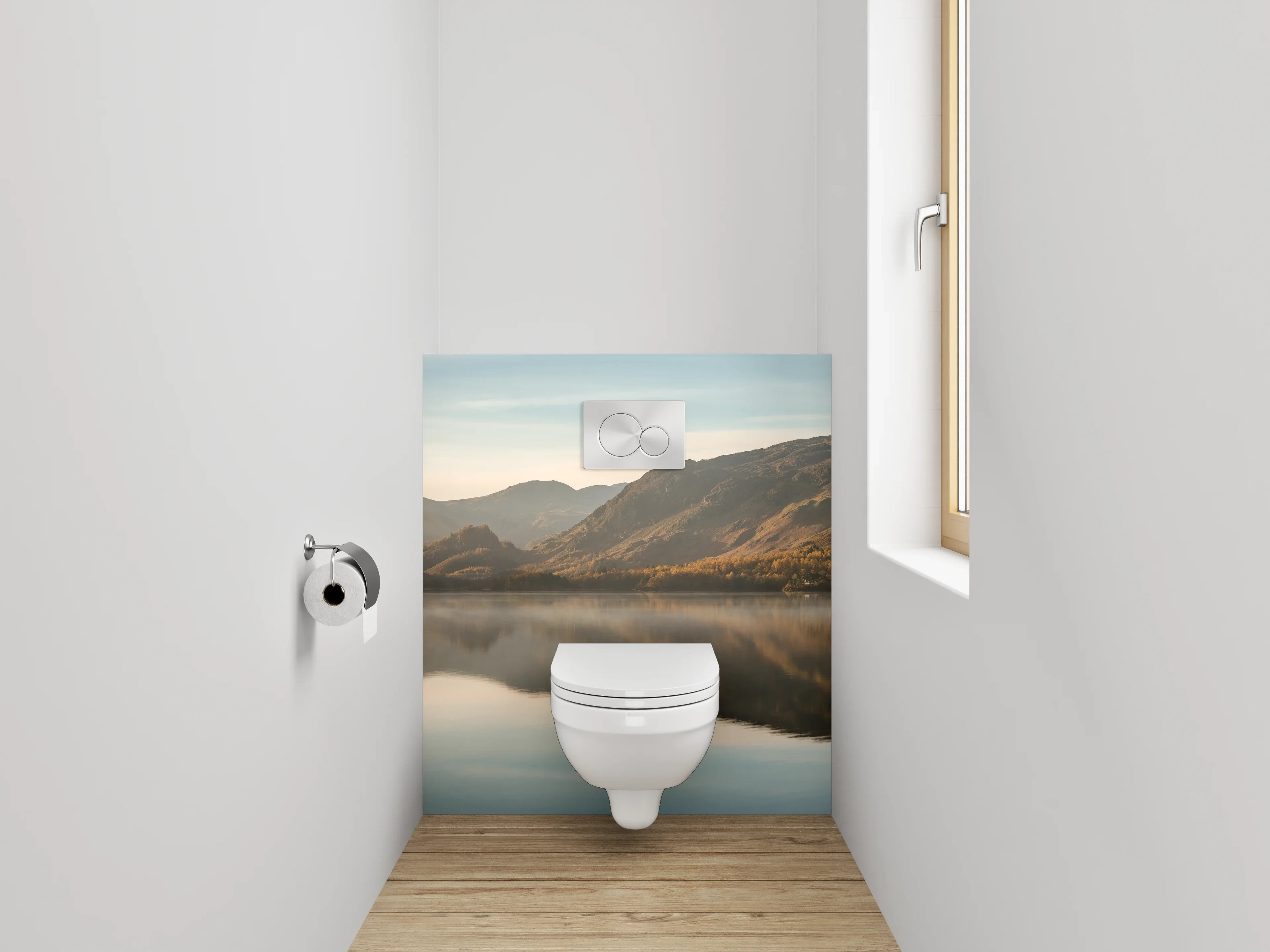WC-Rückwand - Panorama See Berge Morgenstimmung
