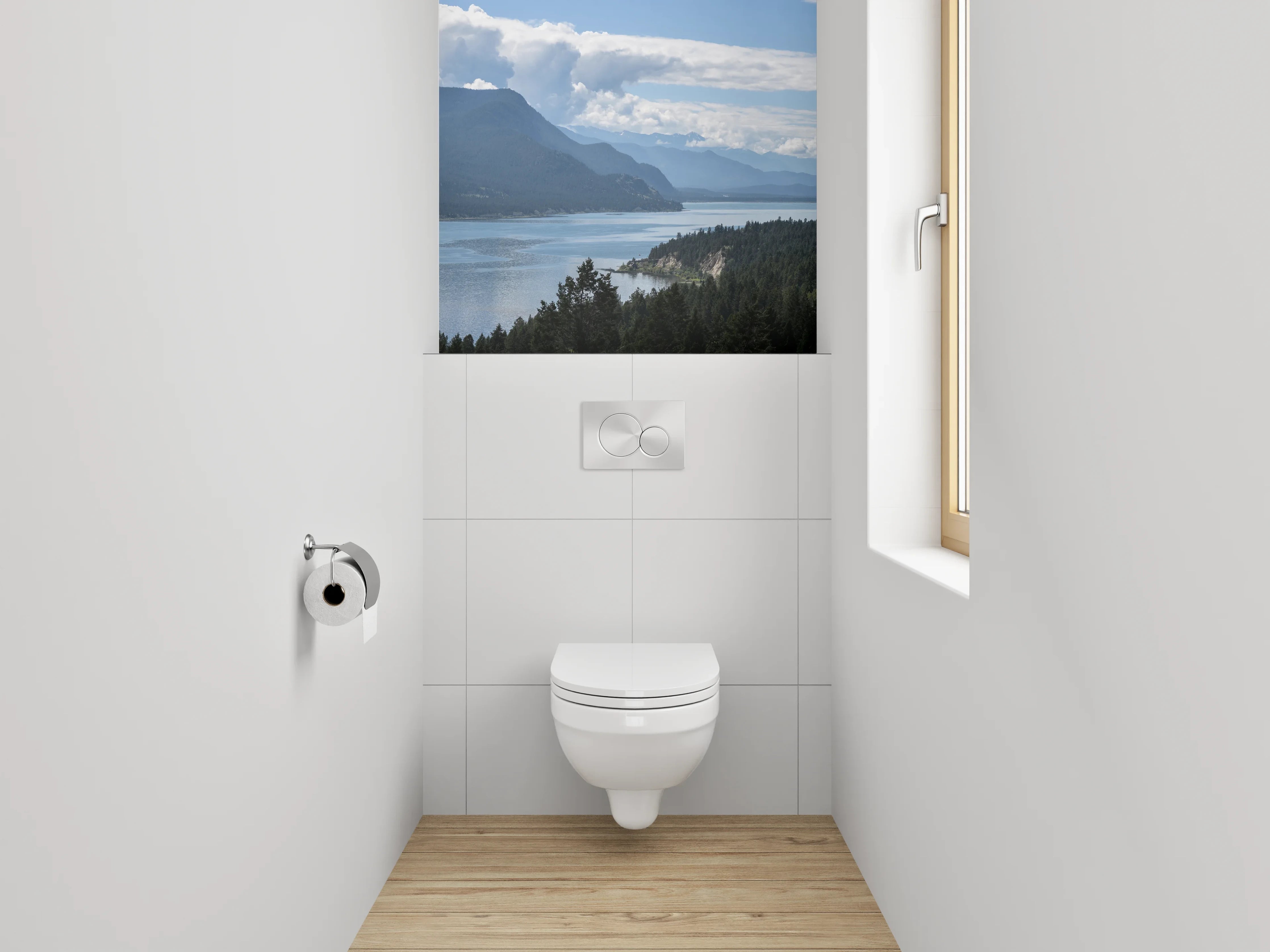 WC-Rückwand - Panorama See Berge Wald – Natur-Idylle