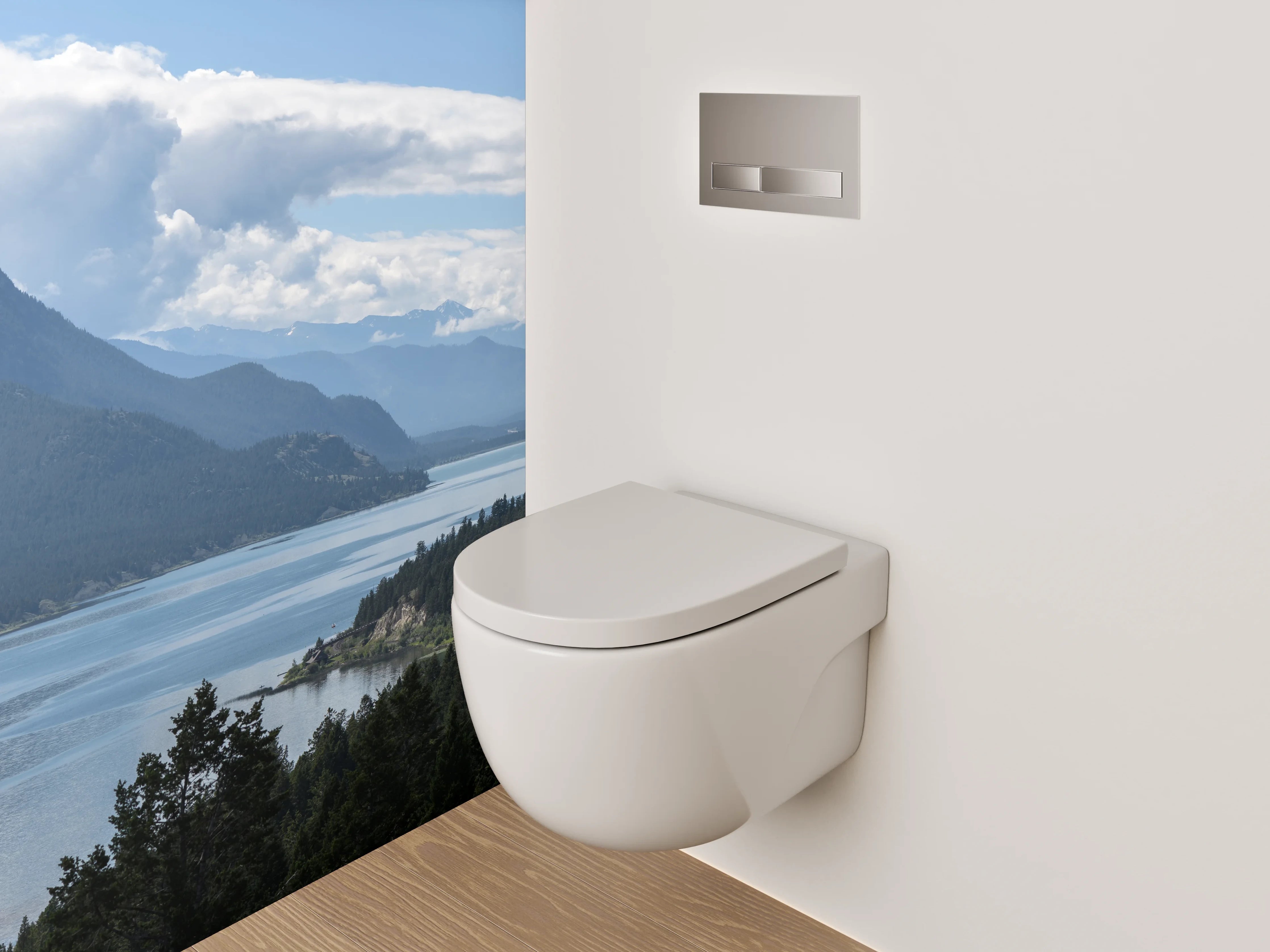 WC-Rückwand - Panorama See Berge Wald – Natur-Idylle