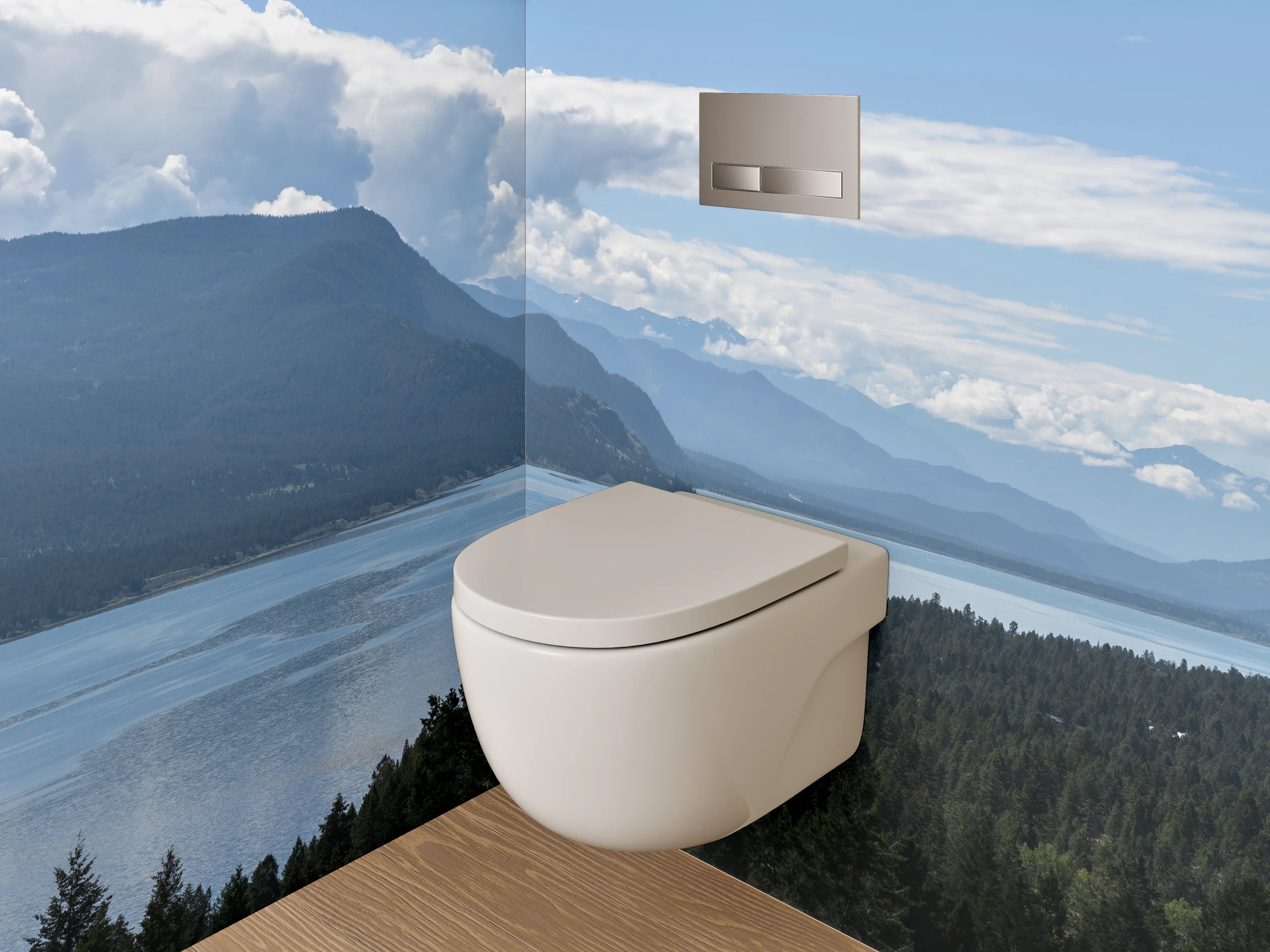 WC-Rückwand - Panorama See Berge Wald – Natur-Idylle