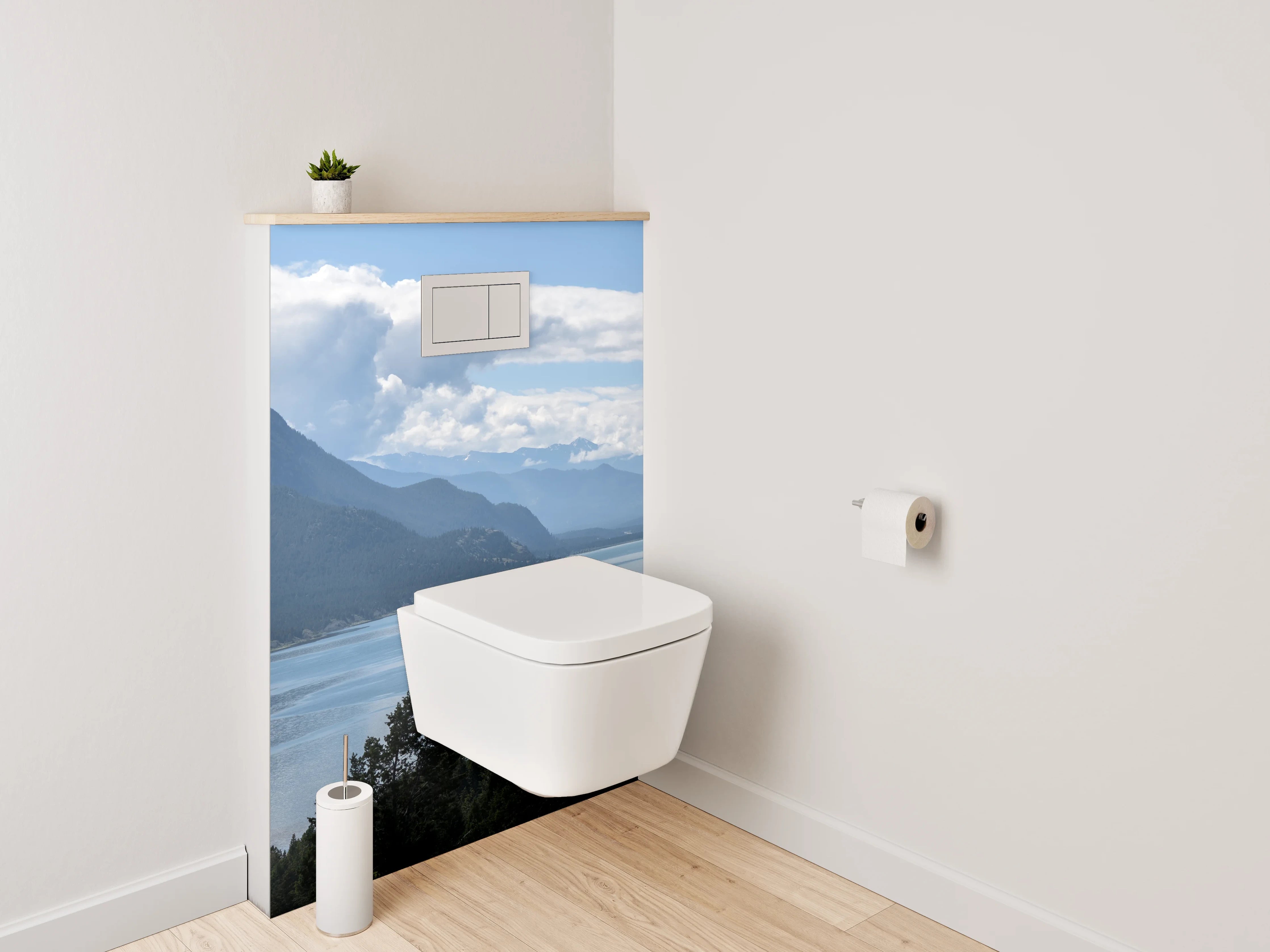 WC-Rückwand - Panorama See Berge Wald – Natur-Idylle