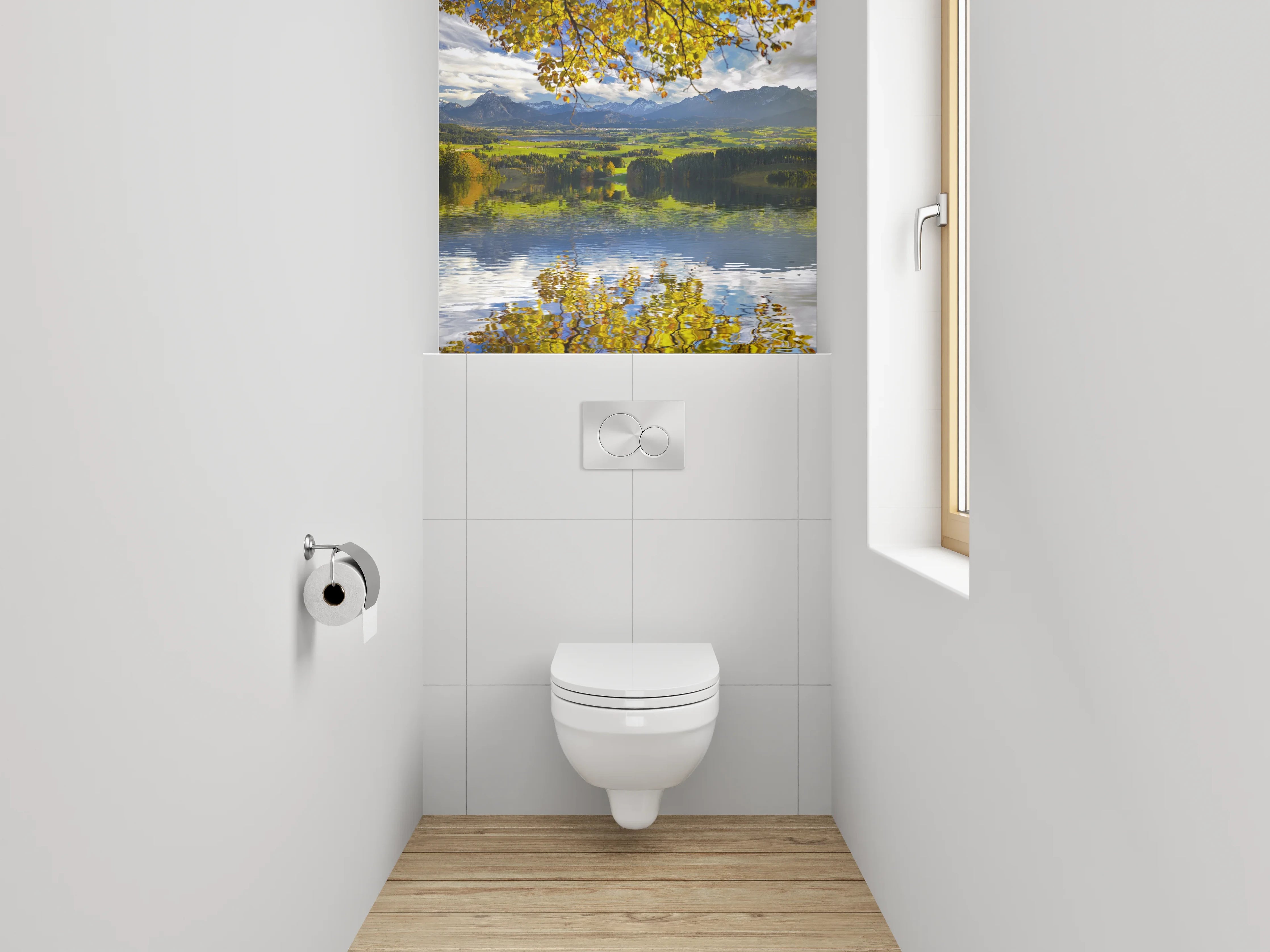 WC-Rückwand - Panorama See und Berge Landschaft