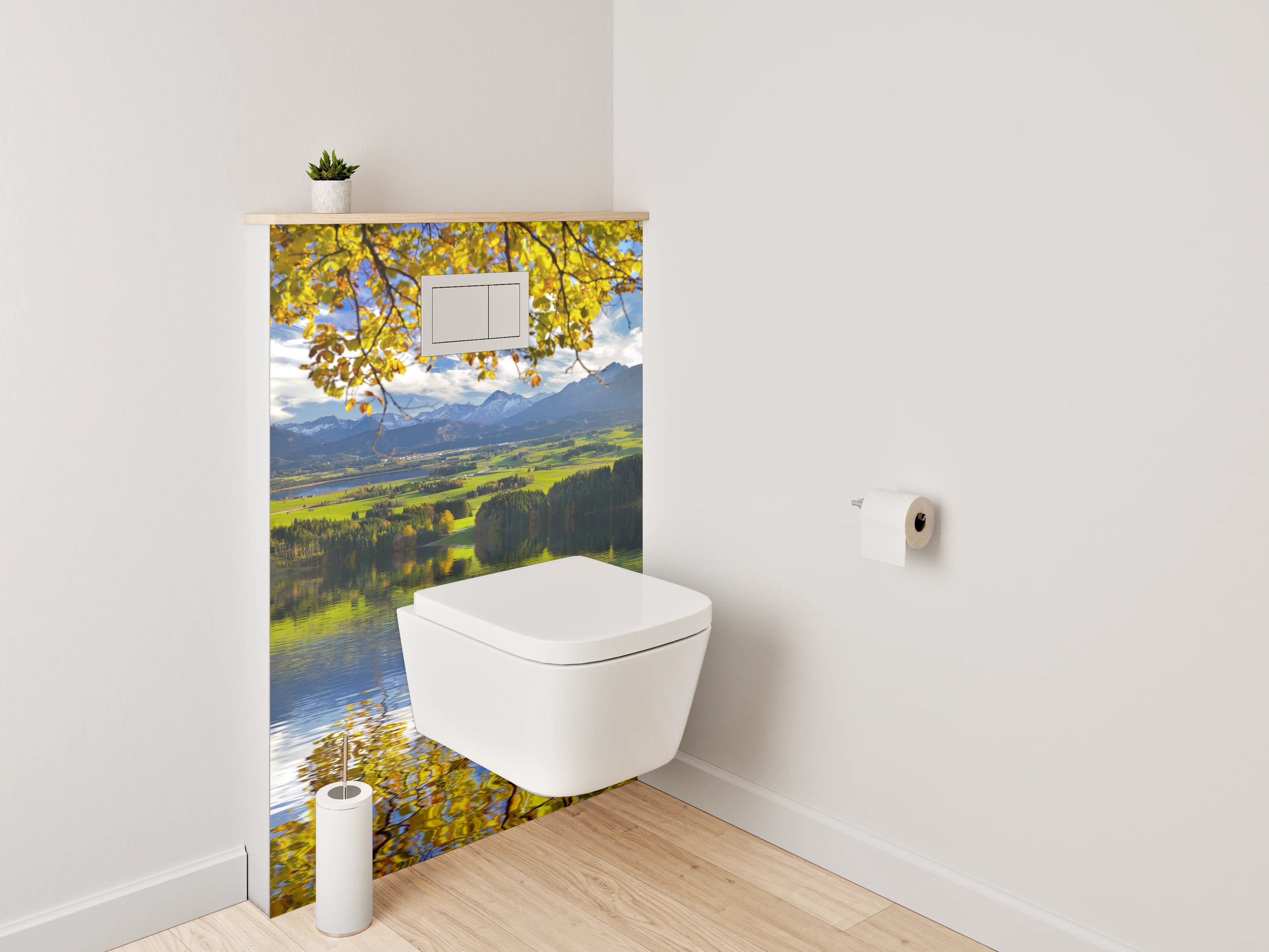 WC-Rückwand - Panorama See und Berge Landschaft