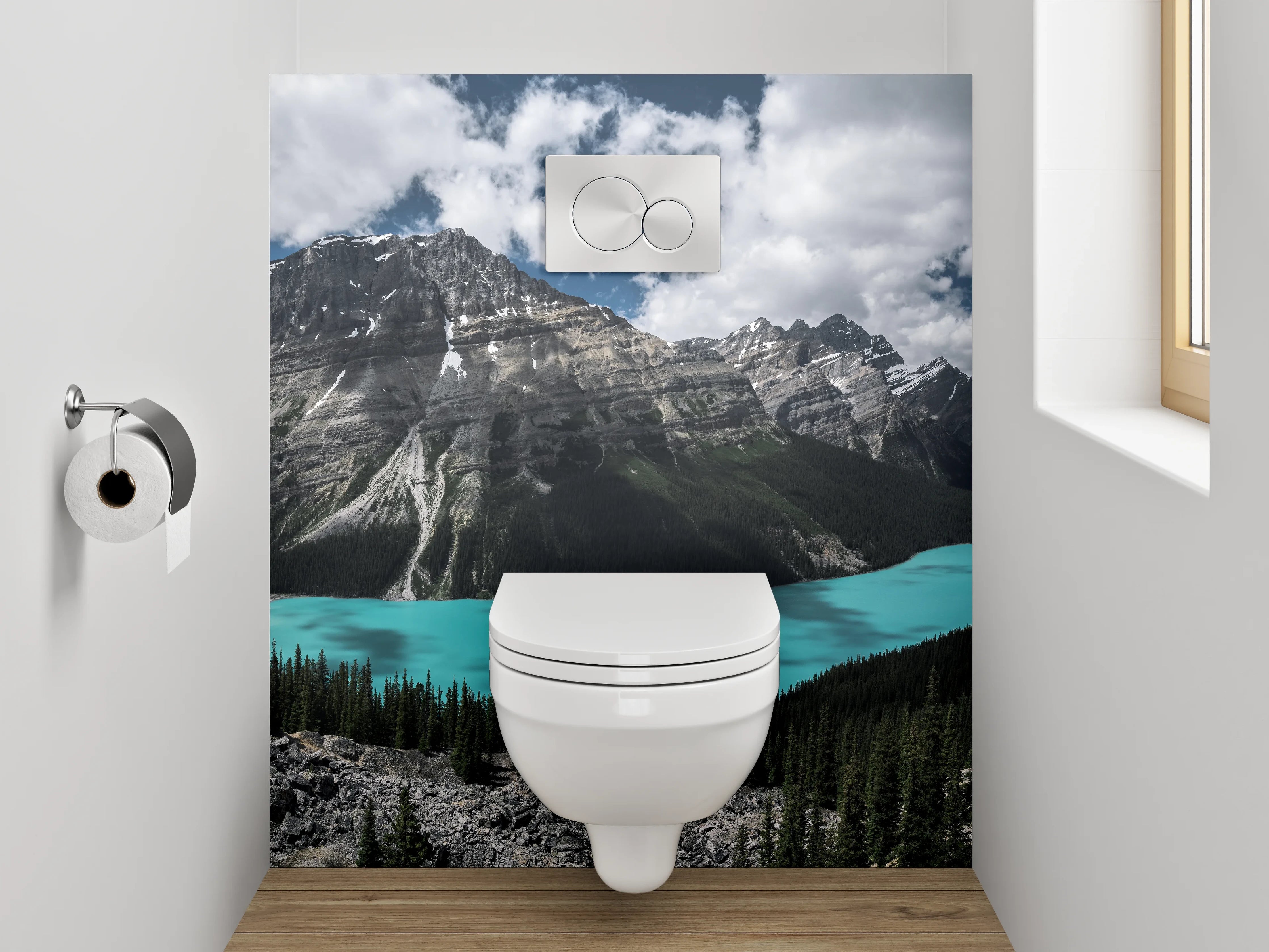 WC-Rückwand - Panorama See und Berge Natur