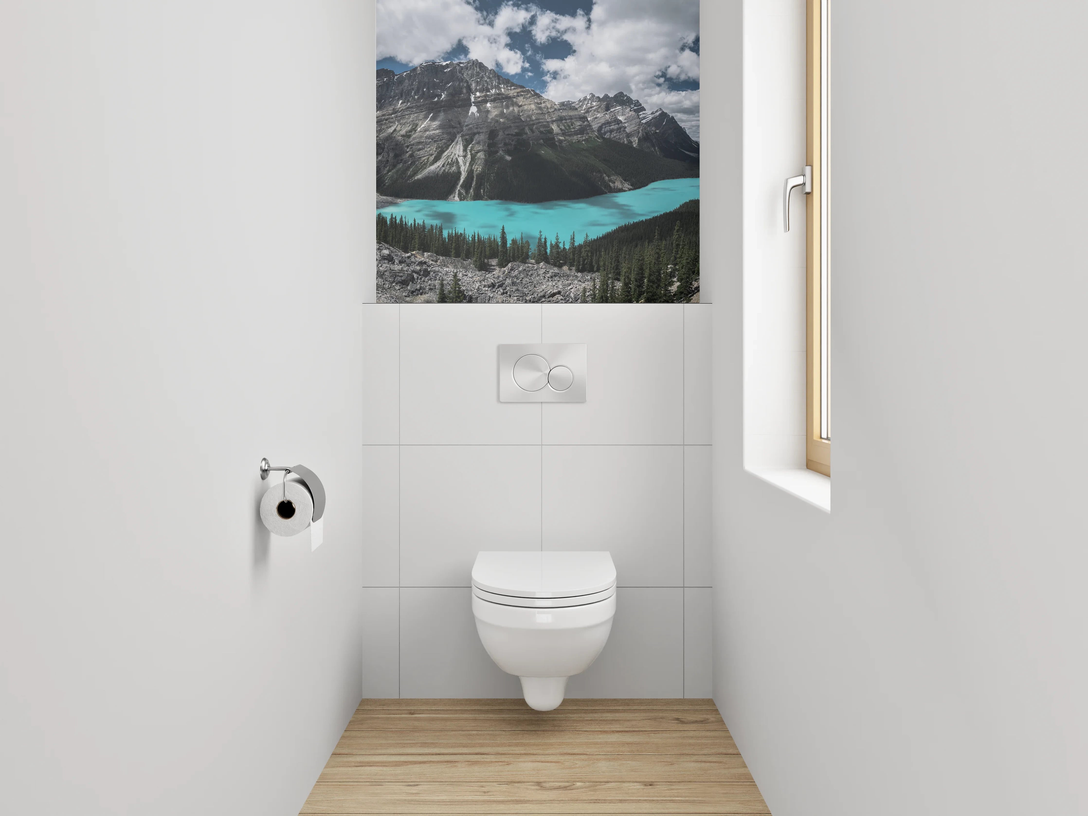 WC-Rückwand - Panorama See und Berge Natur