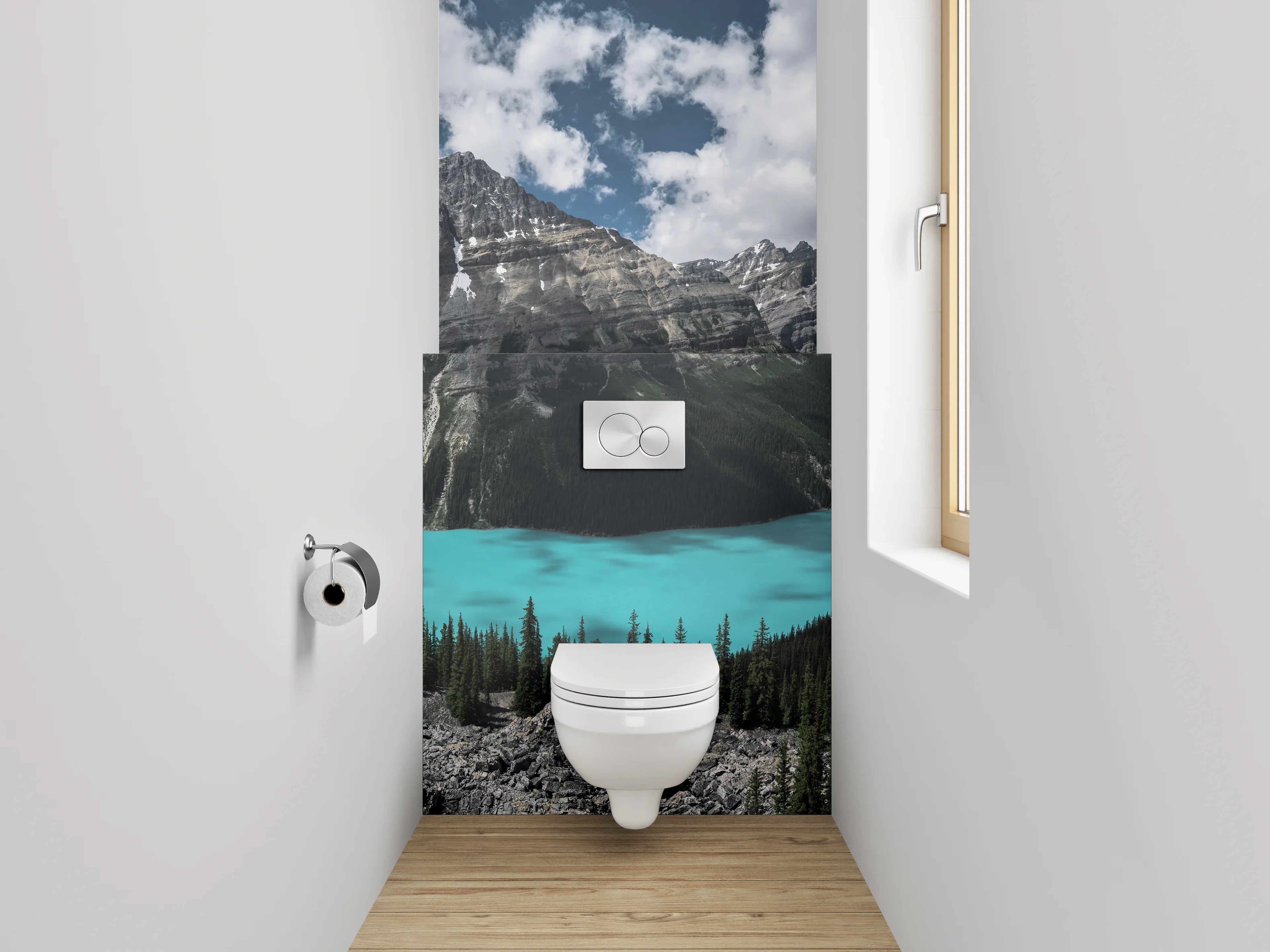 WC-Rückwand - Panorama See und Berge Natur