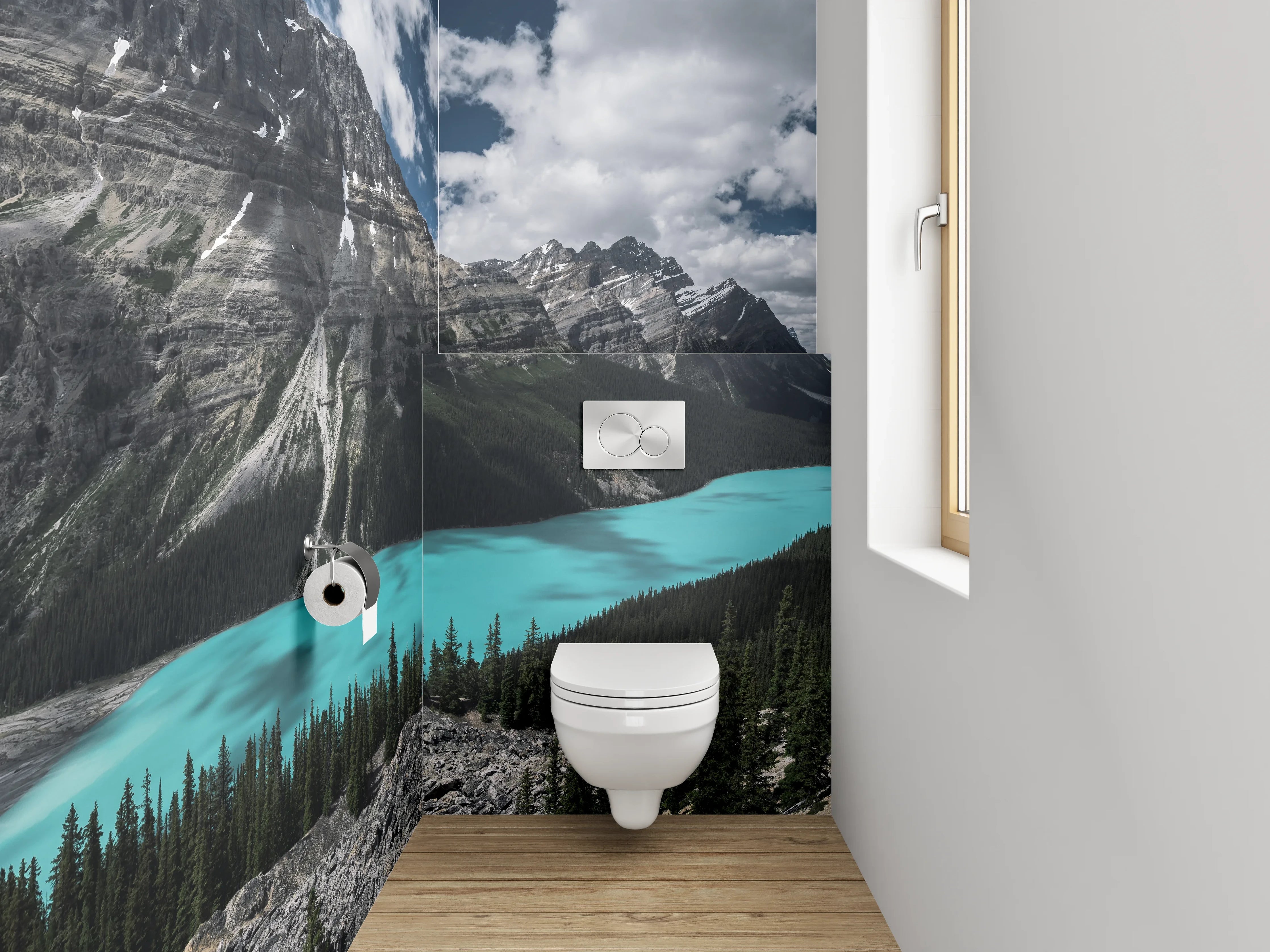 WC-Rückwand - Panorama See und Berge Natur