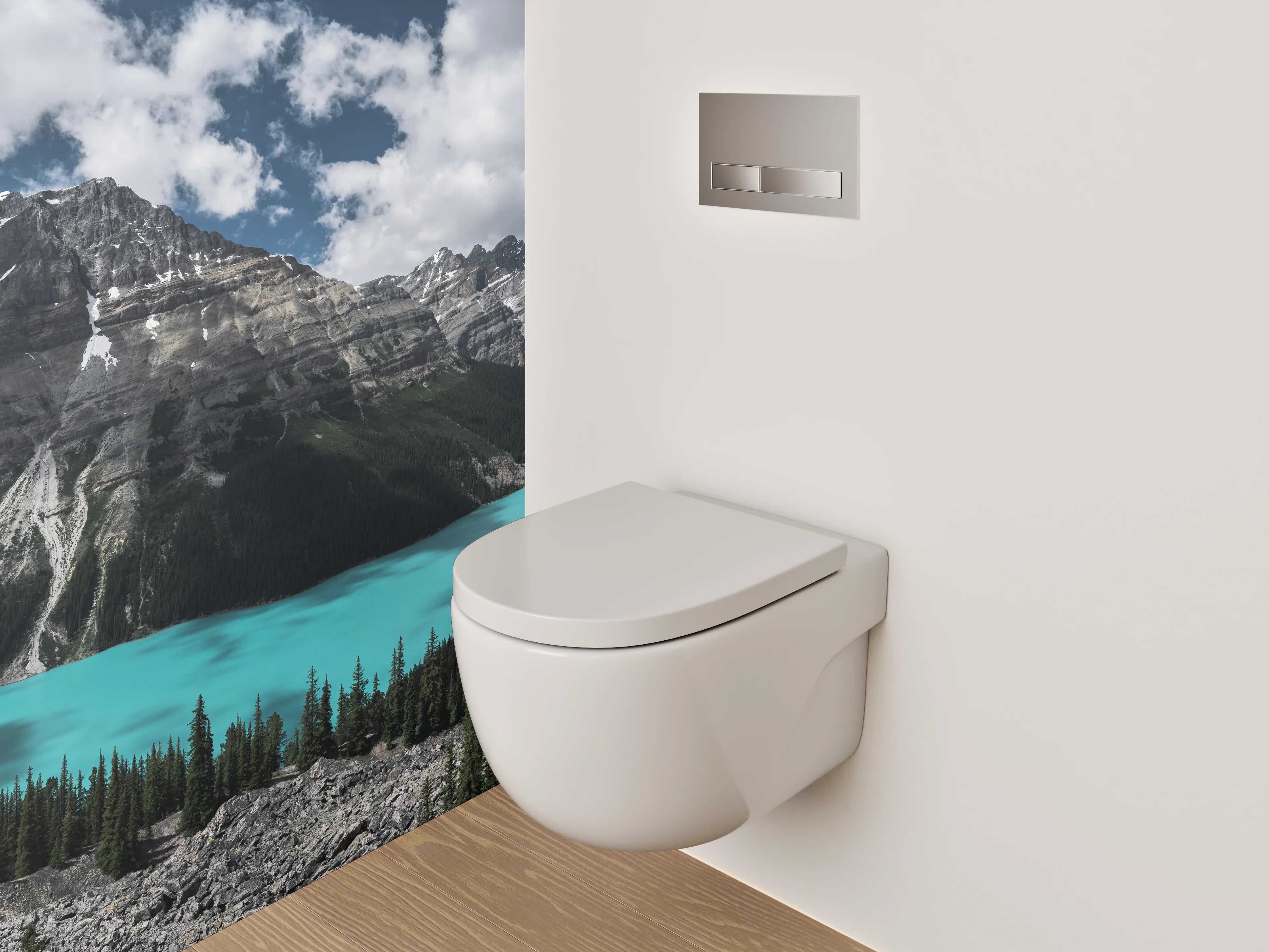 WC-Rückwand - Panorama See und Berge Natur