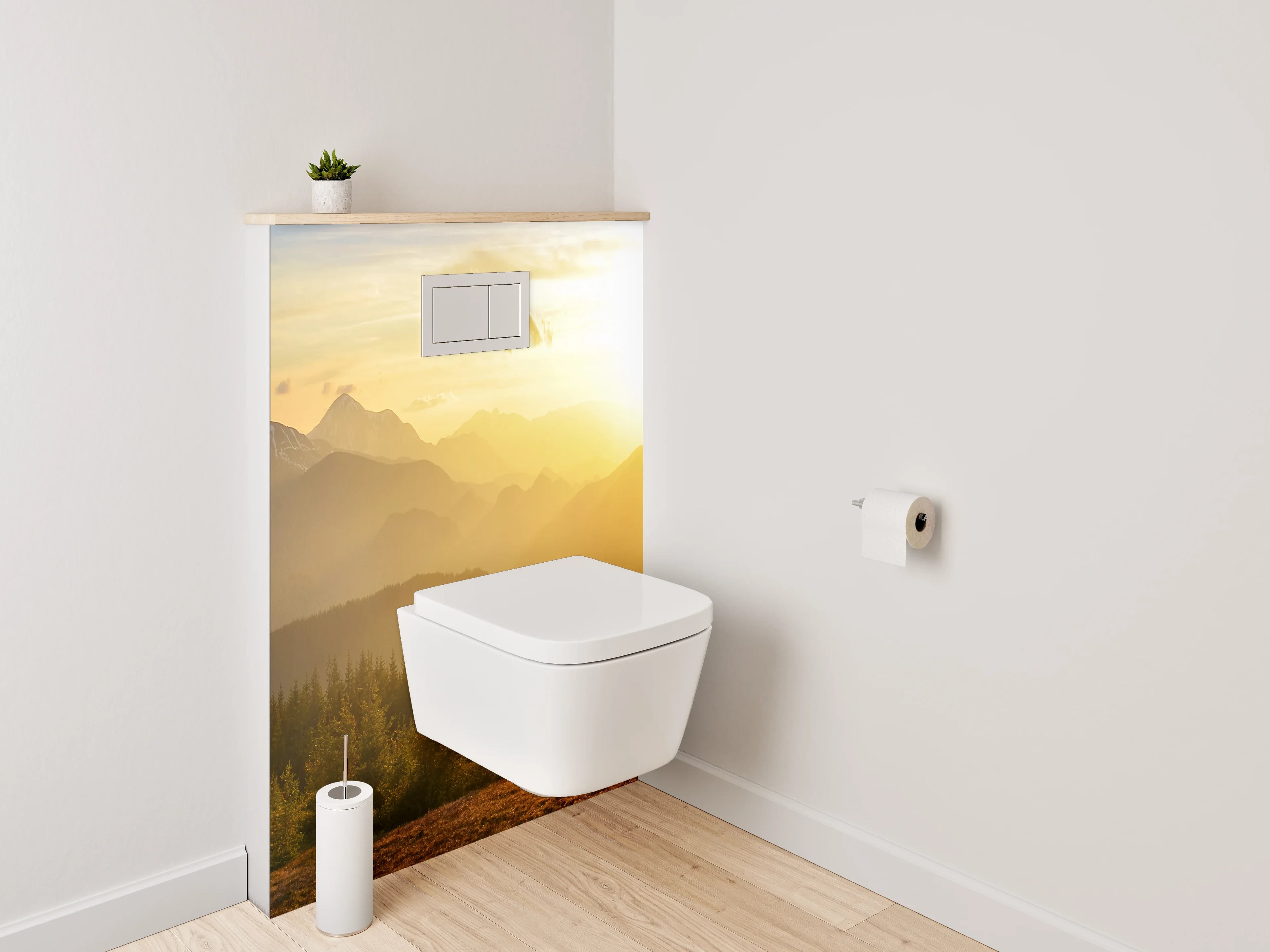 WC-Rückwand - Panorama Sonnenuntergang Alpen Berge