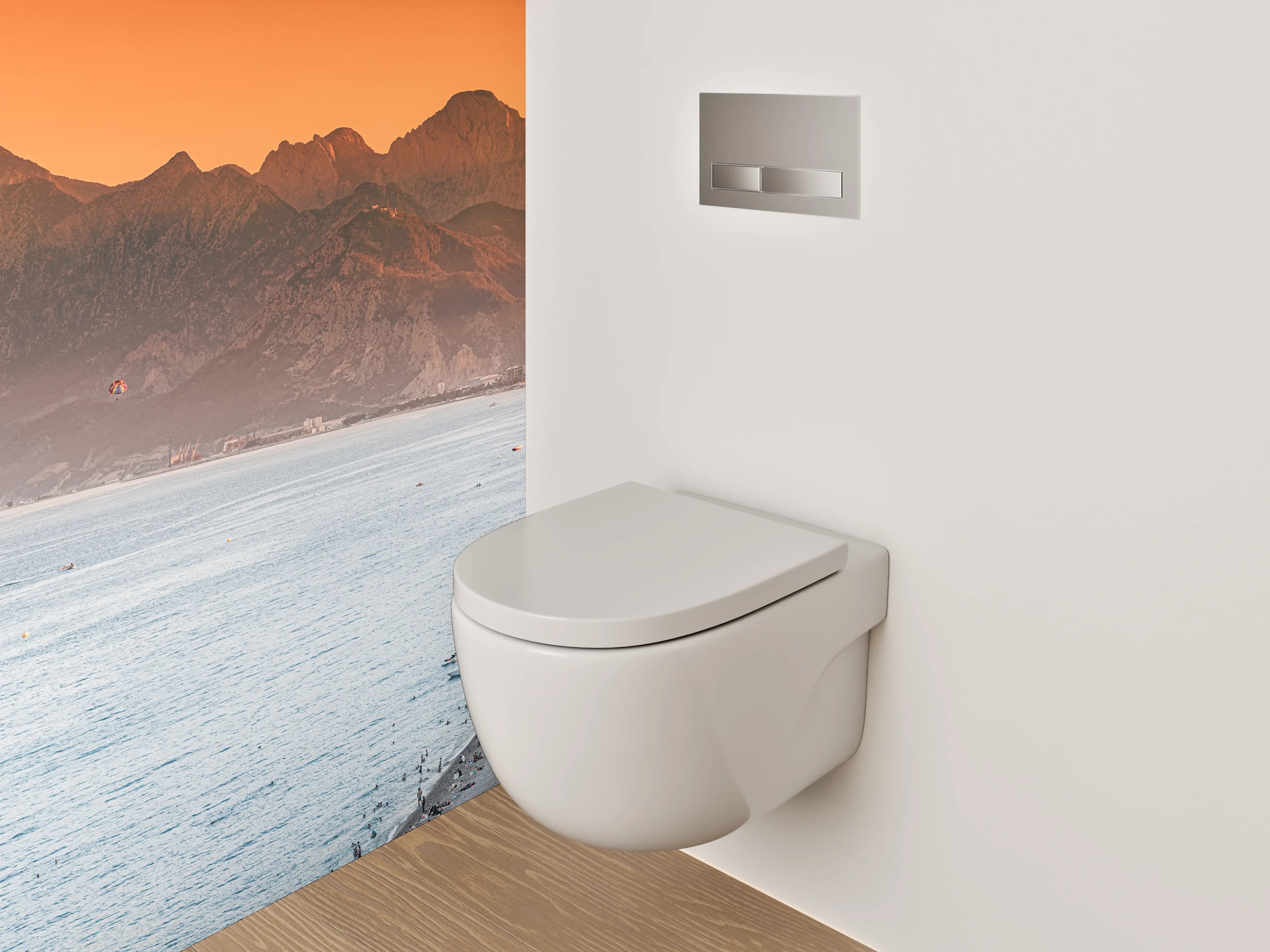 WC-Rückwand - Panorama Sonnenuntergang am Strand