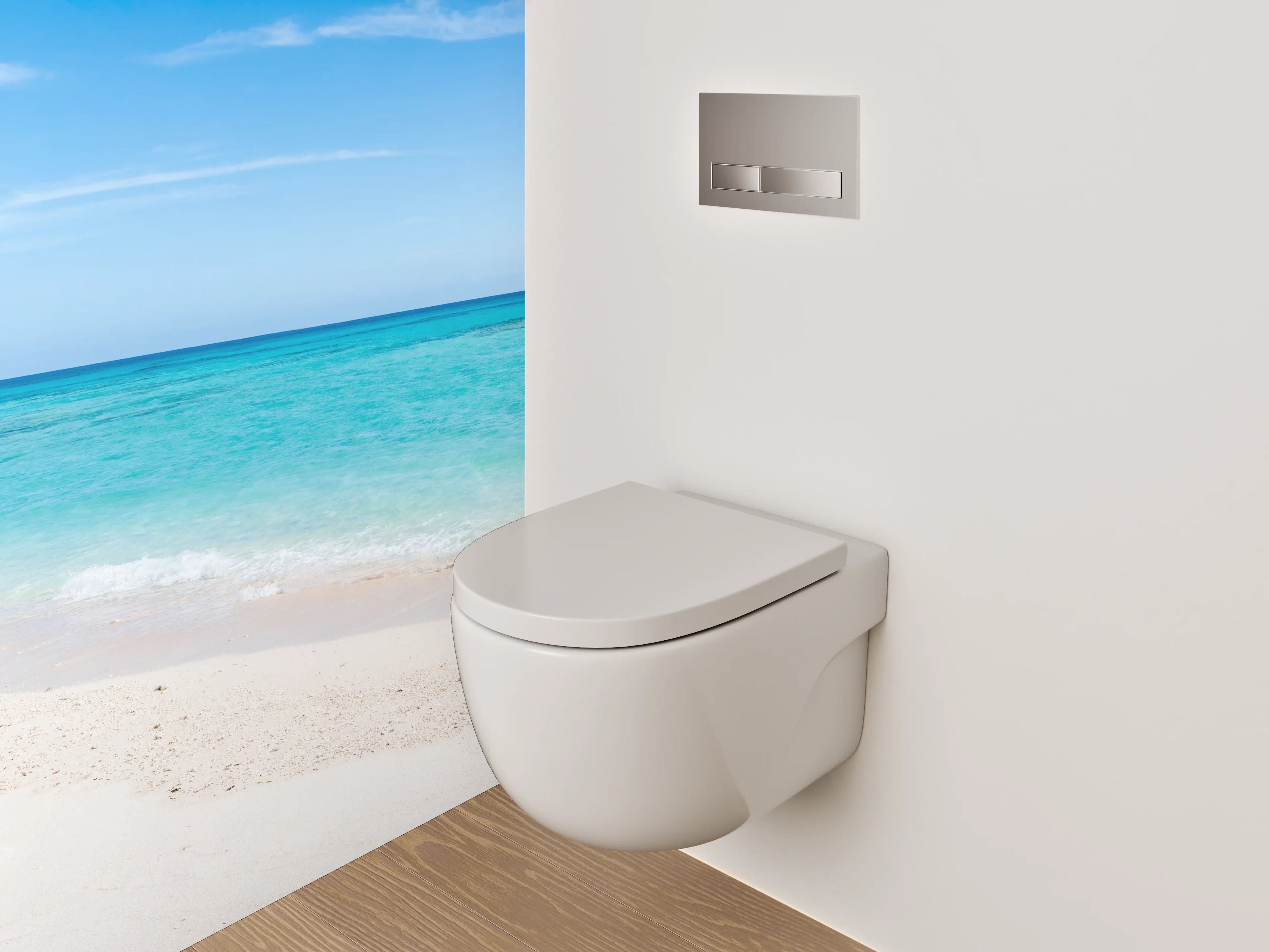 WC-Rückwand - Panorama-Strand: Türkisblaues Meer & weißer Sand