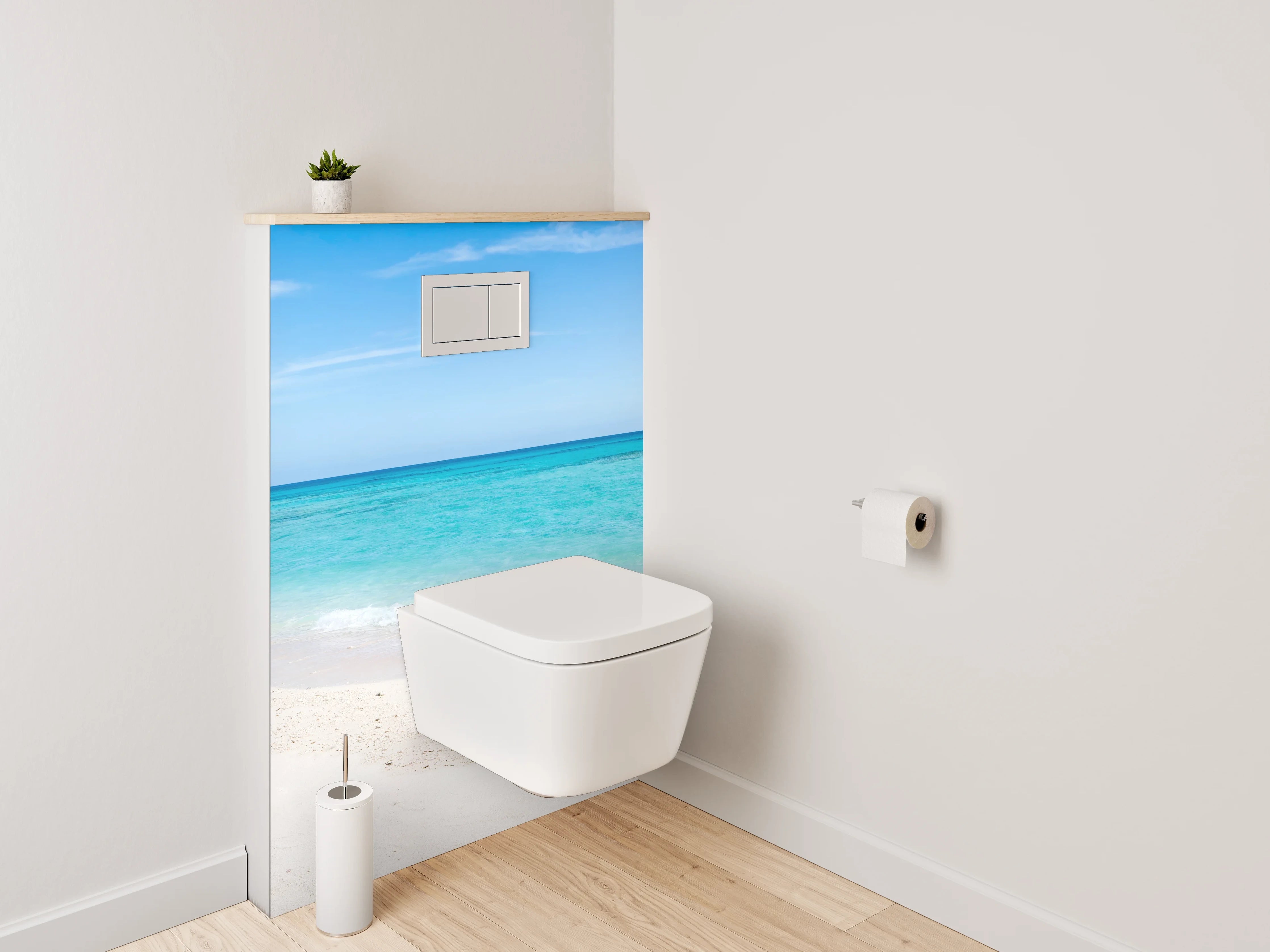 WC-Rückwand - Panorama-Strand: Türkisblaues Meer & weißer Sand
