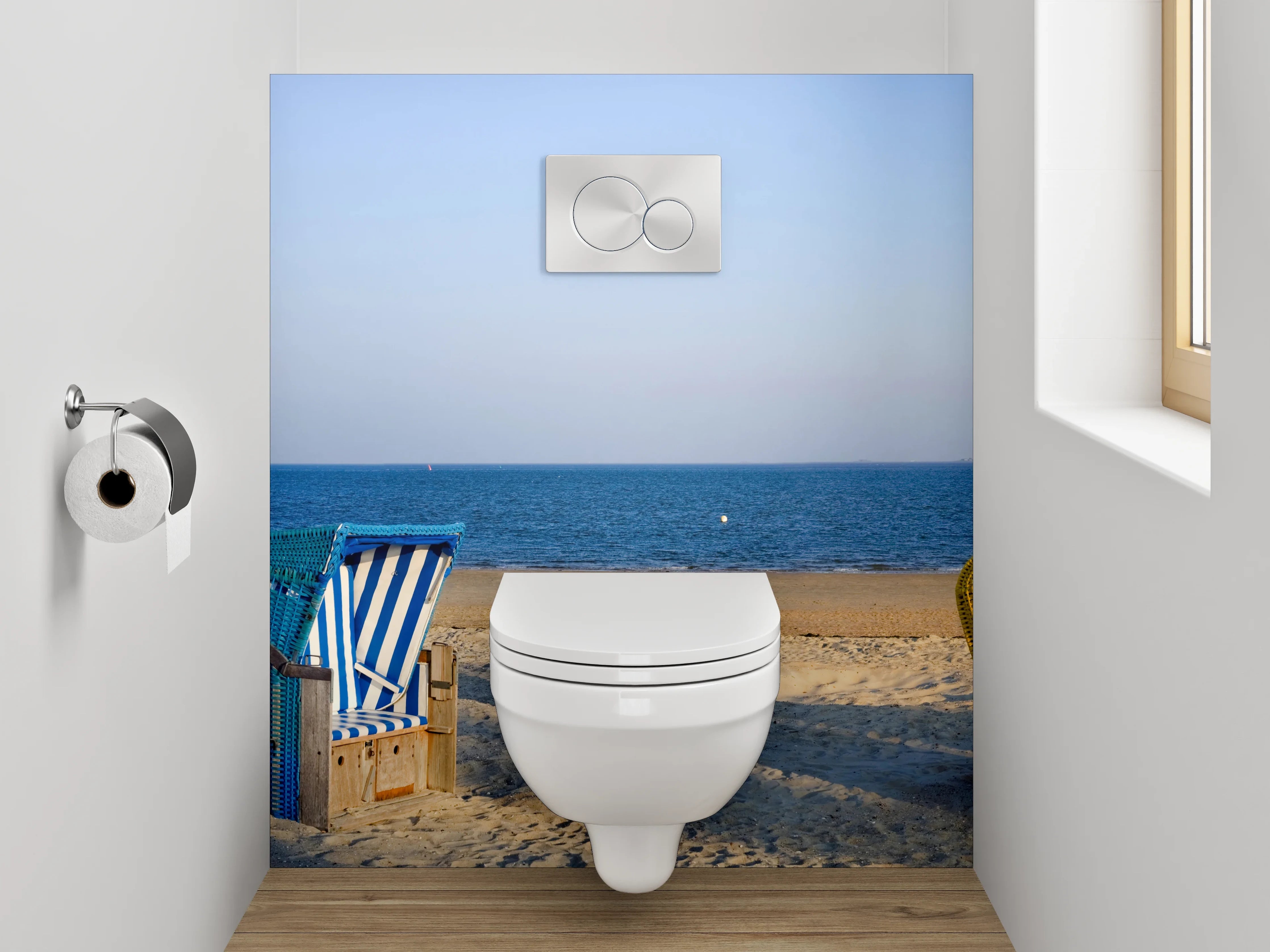 WC-Rückwand - Panorama Strandkörbe Ostsee Meerblick