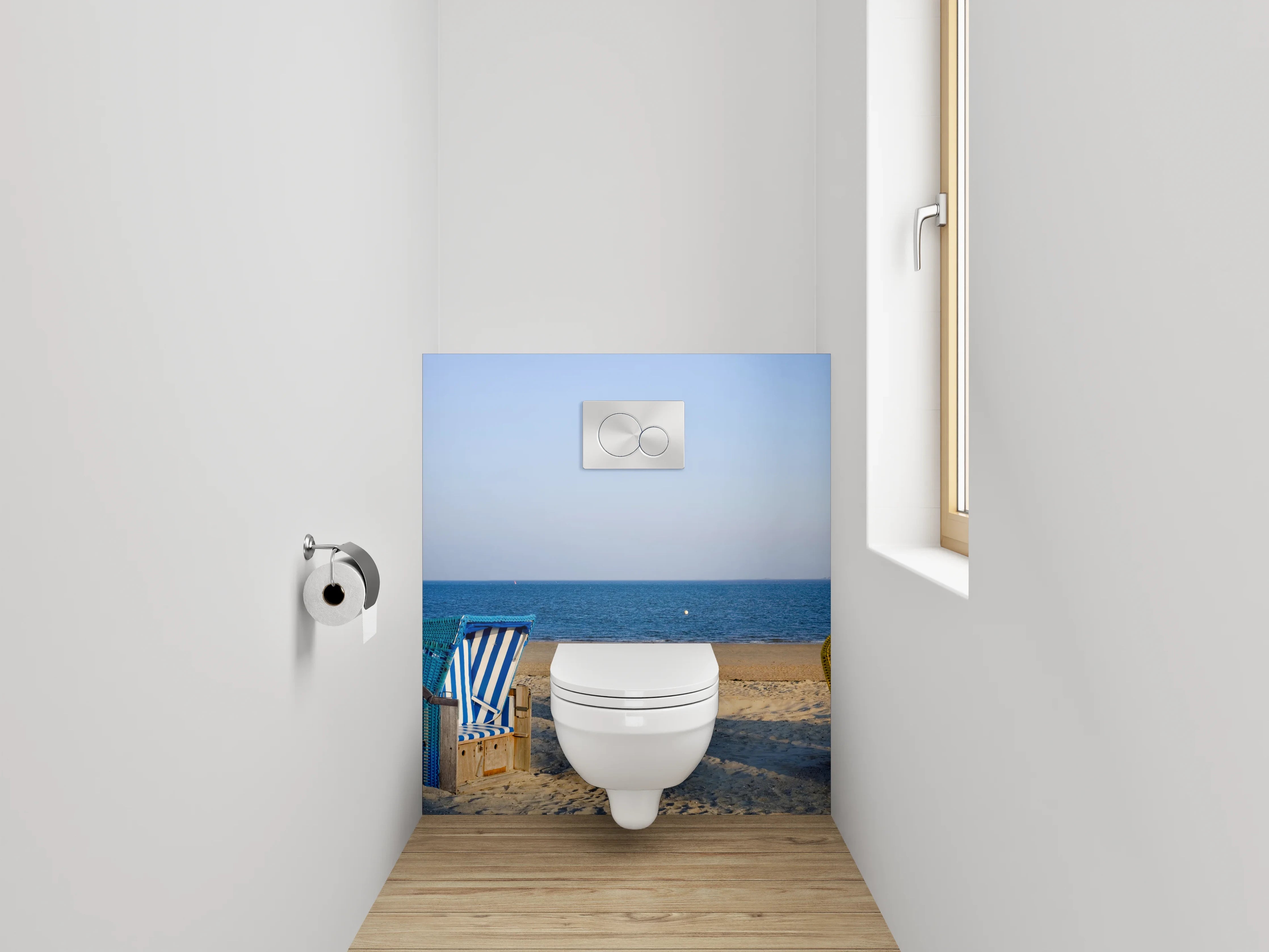 WC-Rückwand - Panorama Strandkörbe Ostsee Meerblick