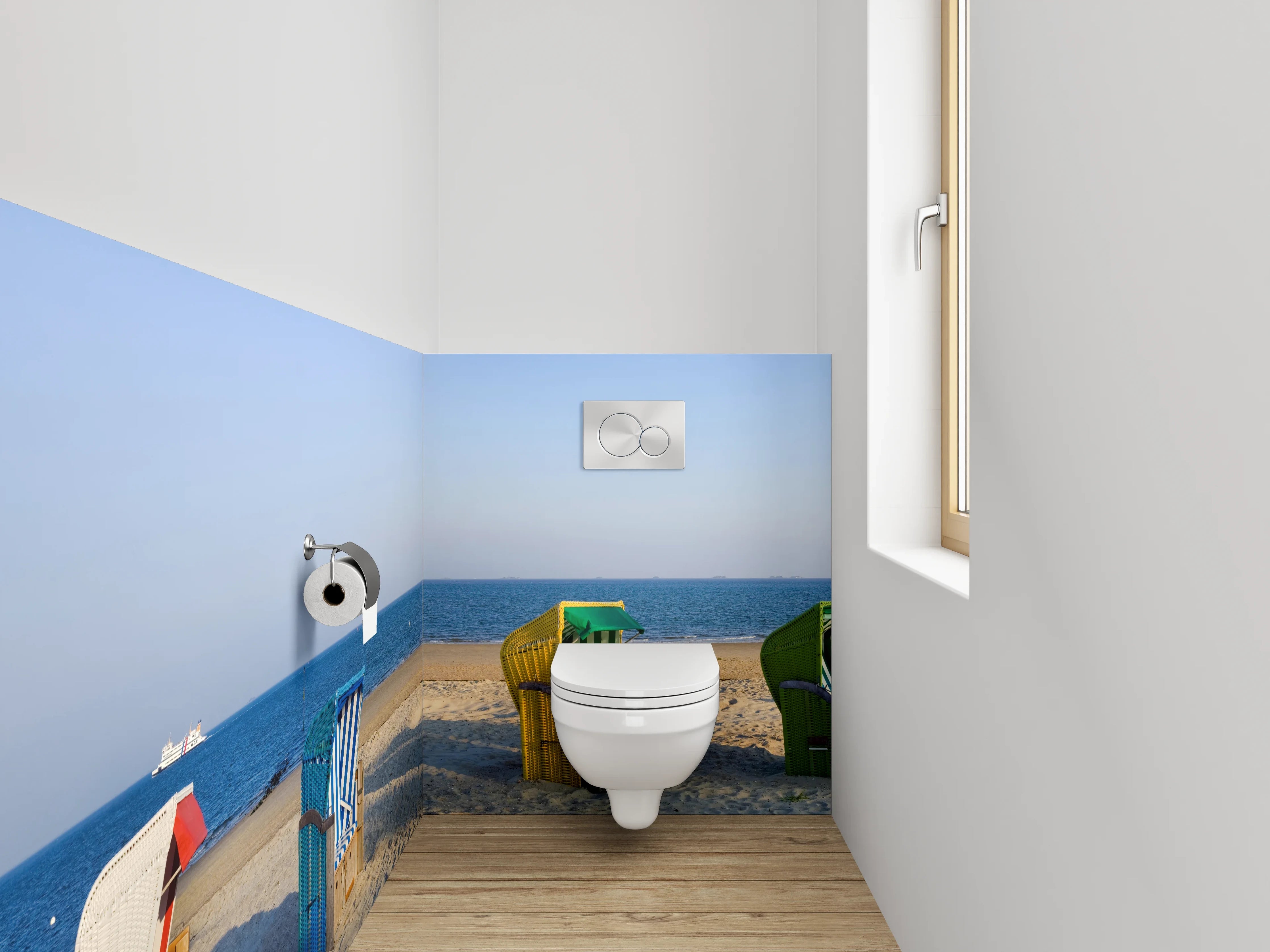 WC-Rückwand - Panorama Strandkörbe Ostsee Meerblick