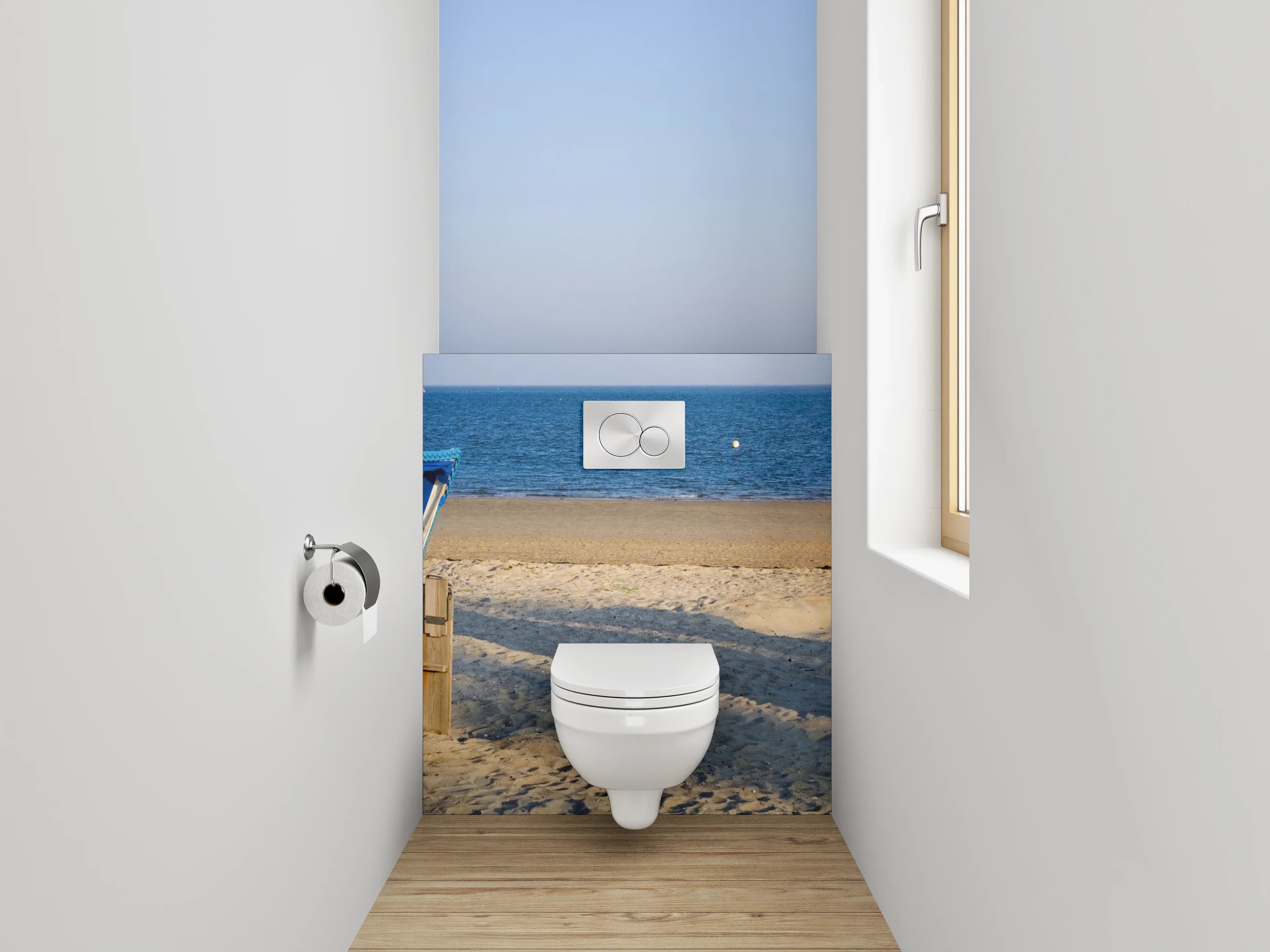 WC-Rückwand - Panorama Strandkörbe Ostsee Meerblick