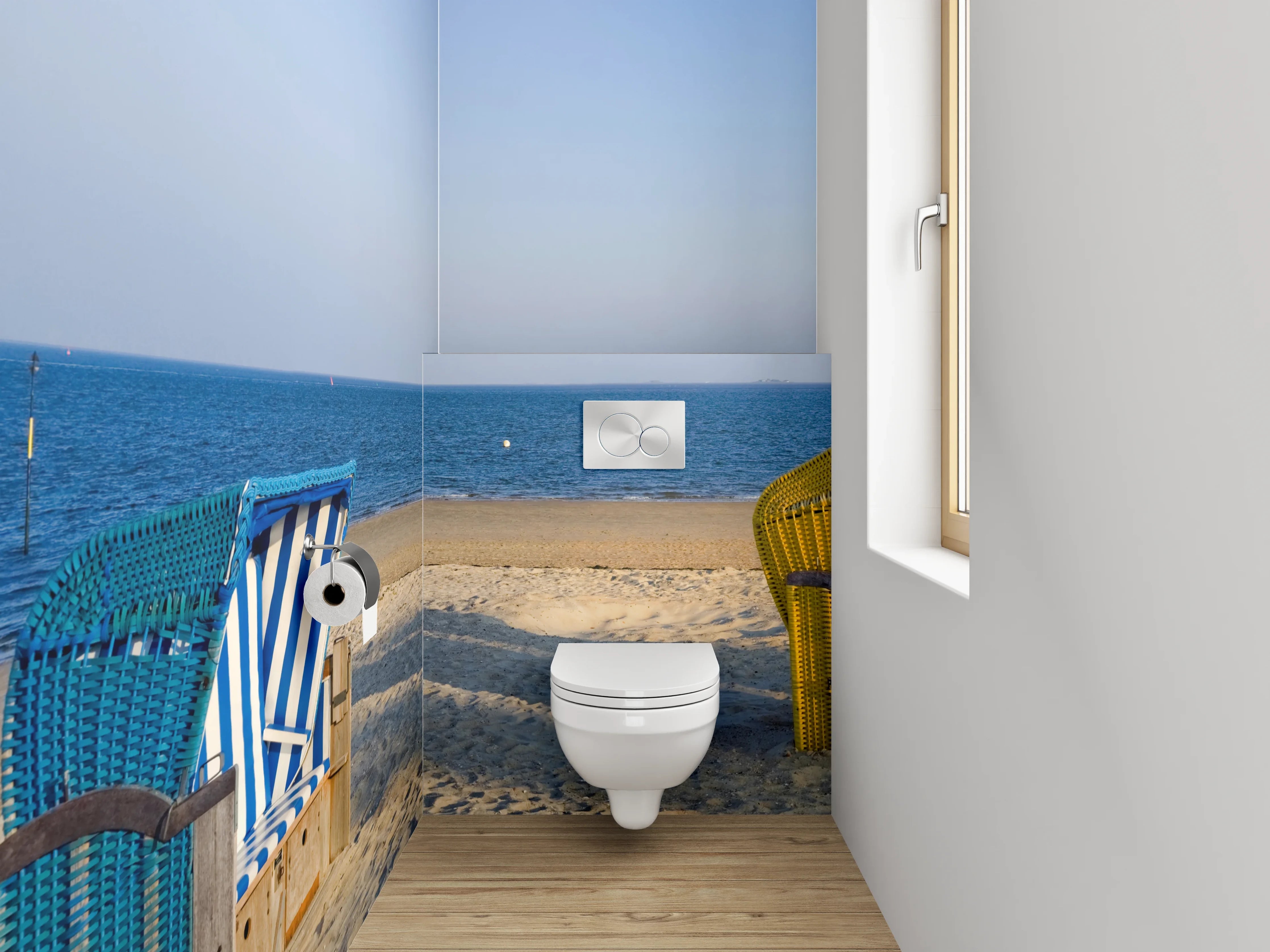 WC-Rückwand - Panorama Strandkörbe Ostsee Meerblick