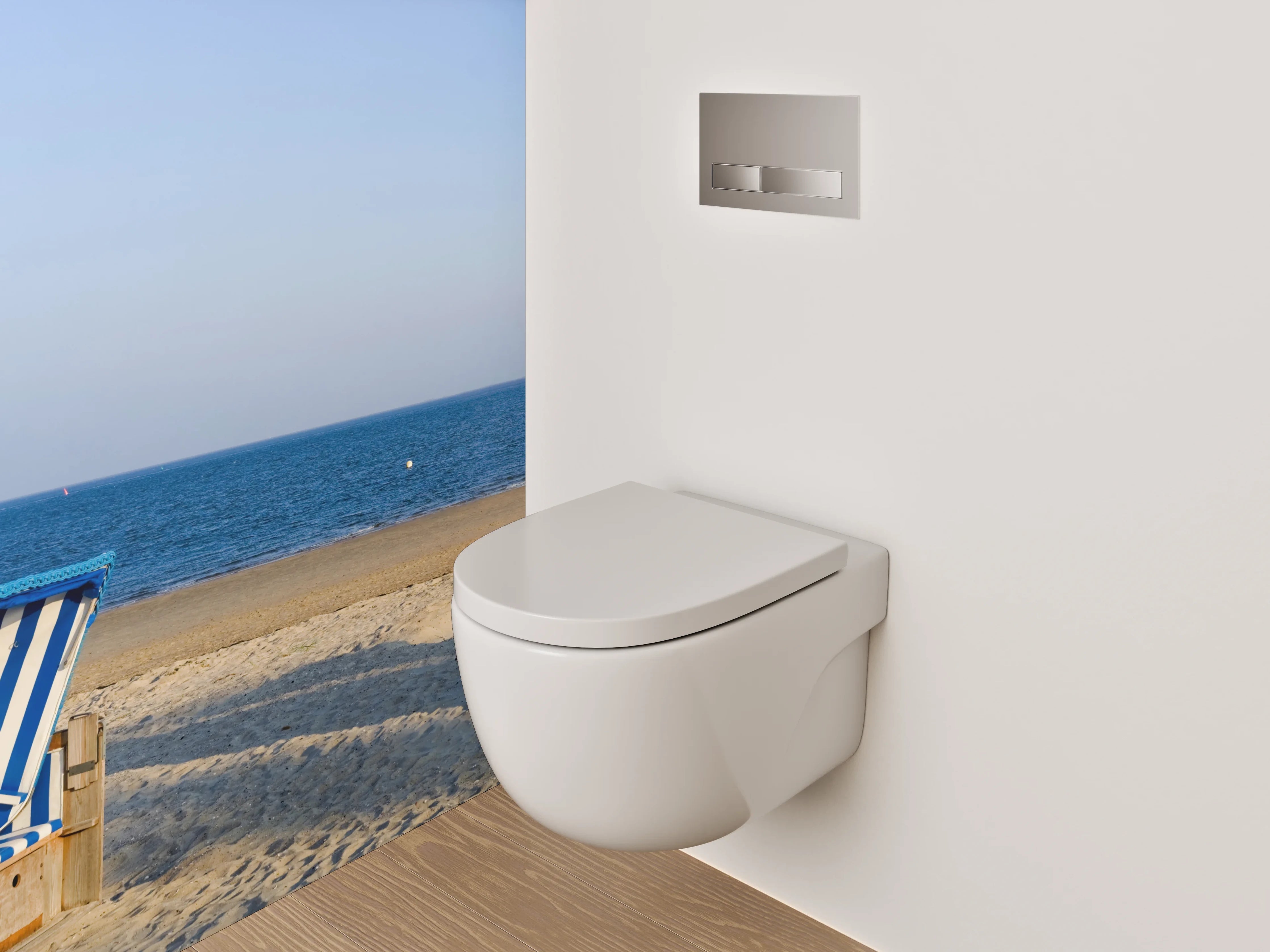 WC-Rückwand - Panorama Strandkörbe Ostsee Meerblick