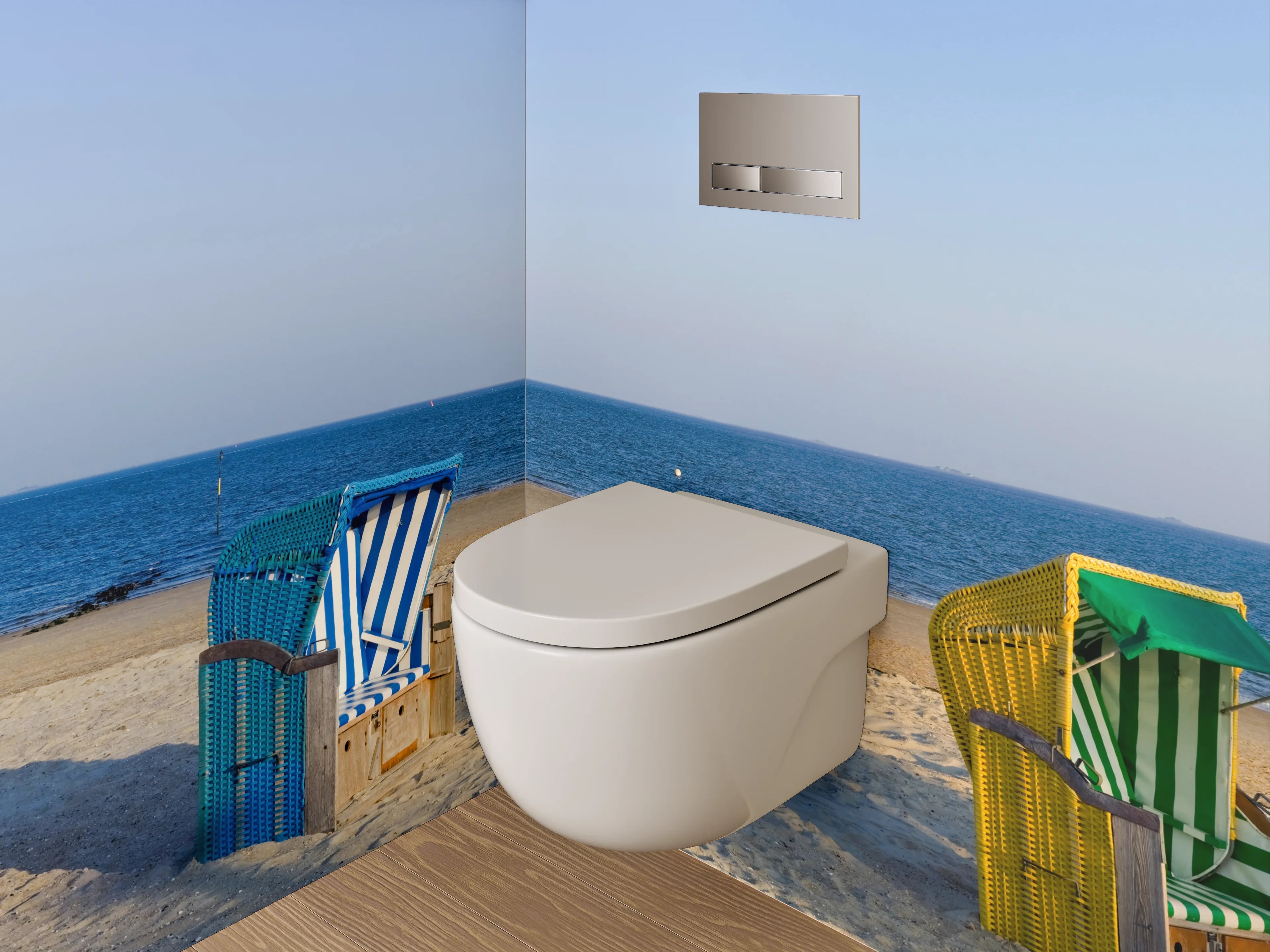 WC-Rückwand - Panorama Strandkörbe Ostsee Meerblick