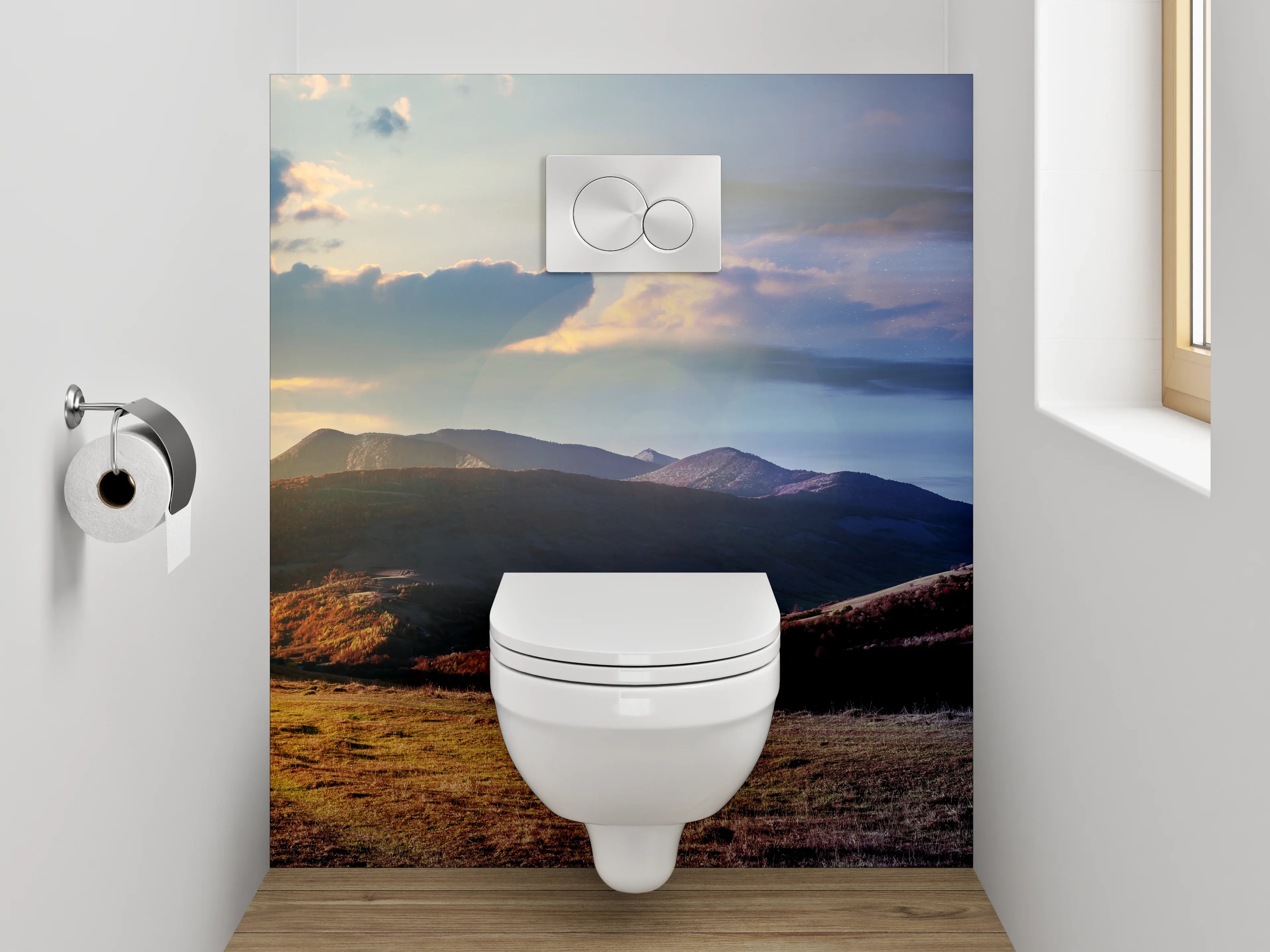 WC-Rückwand - Panorama Tag und Nacht Berge