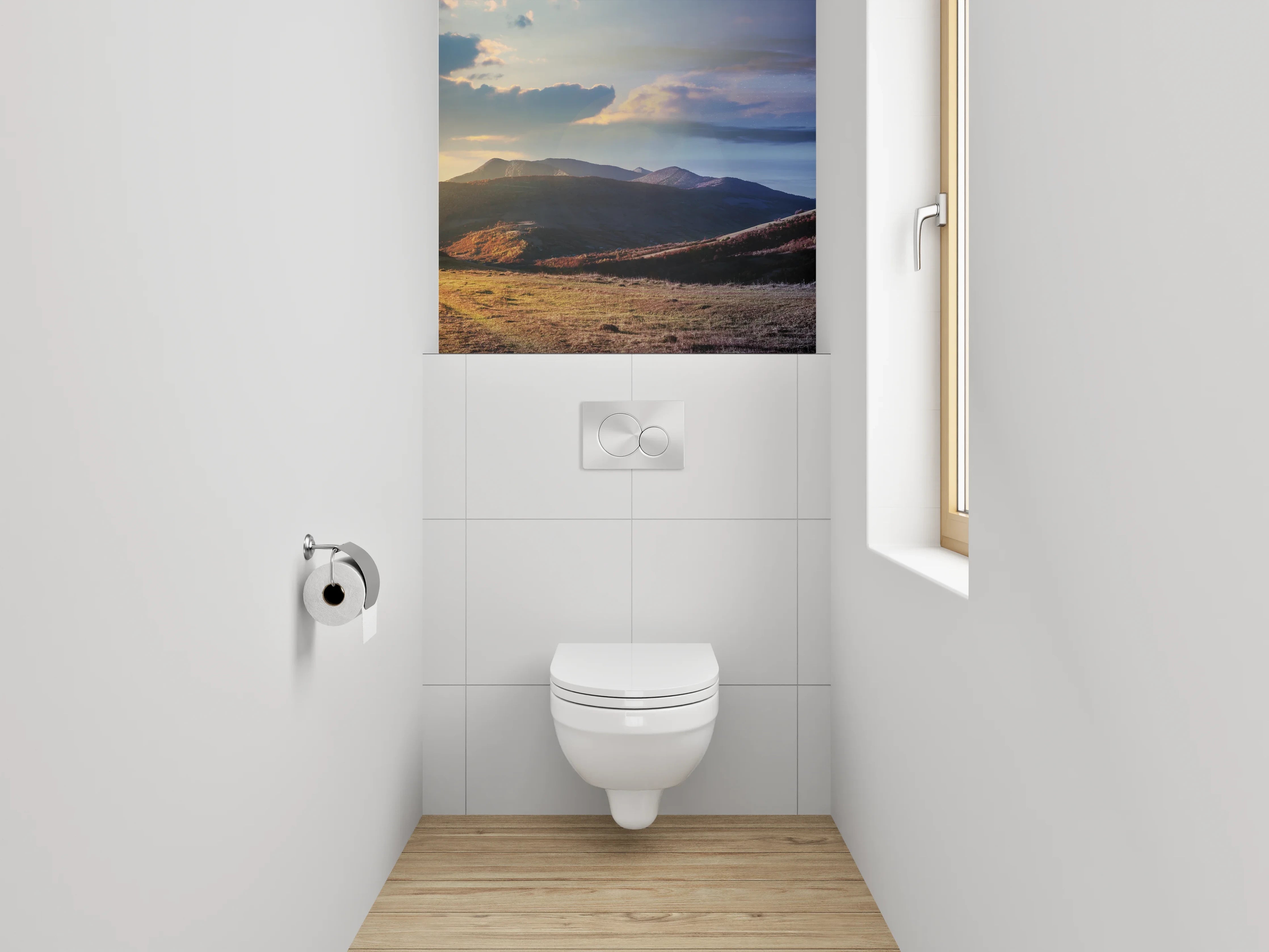 WC-Rückwand - Panorama Tag und Nacht Berge
