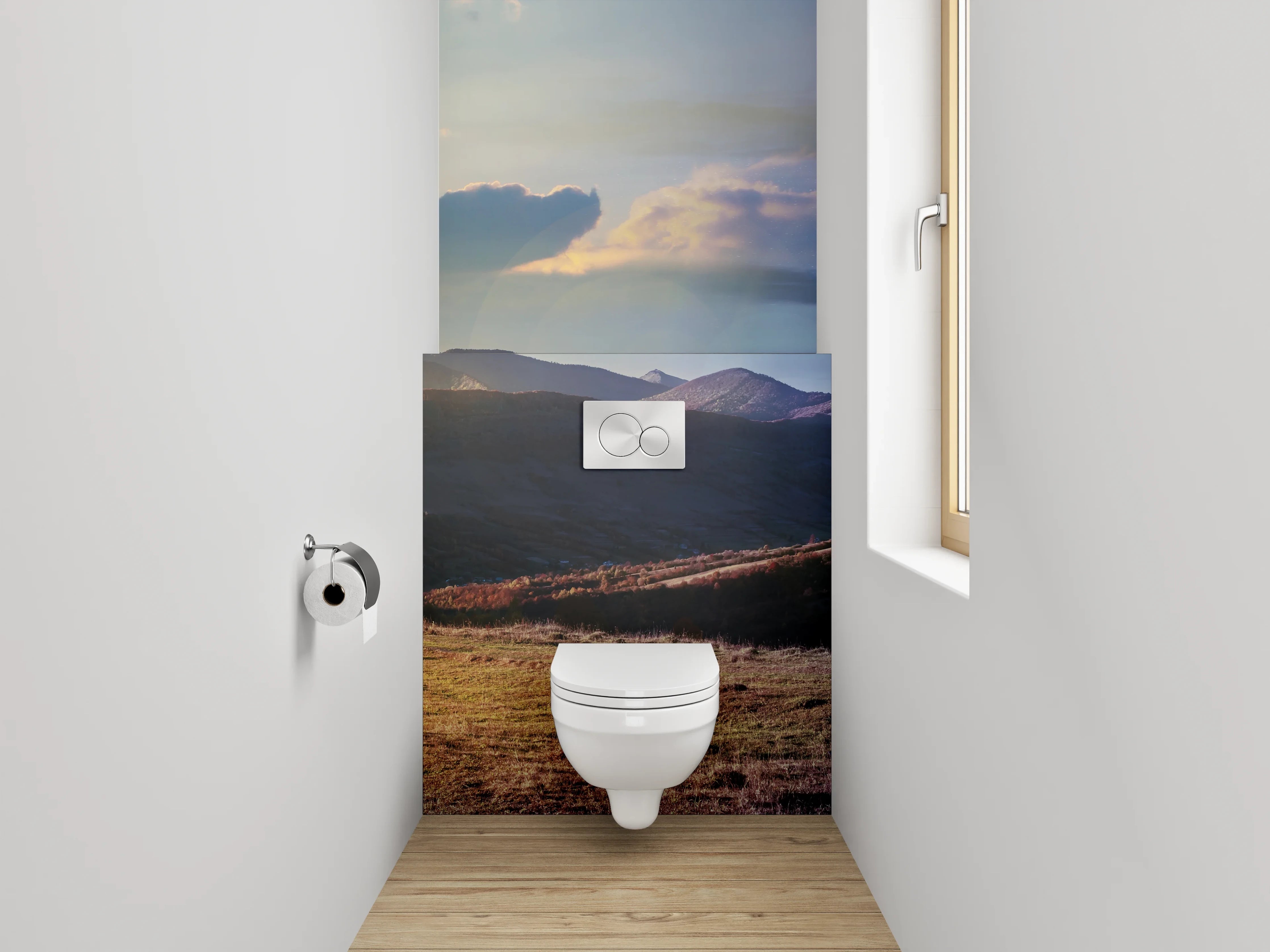 WC-Rückwand - Panorama Tag und Nacht Berge