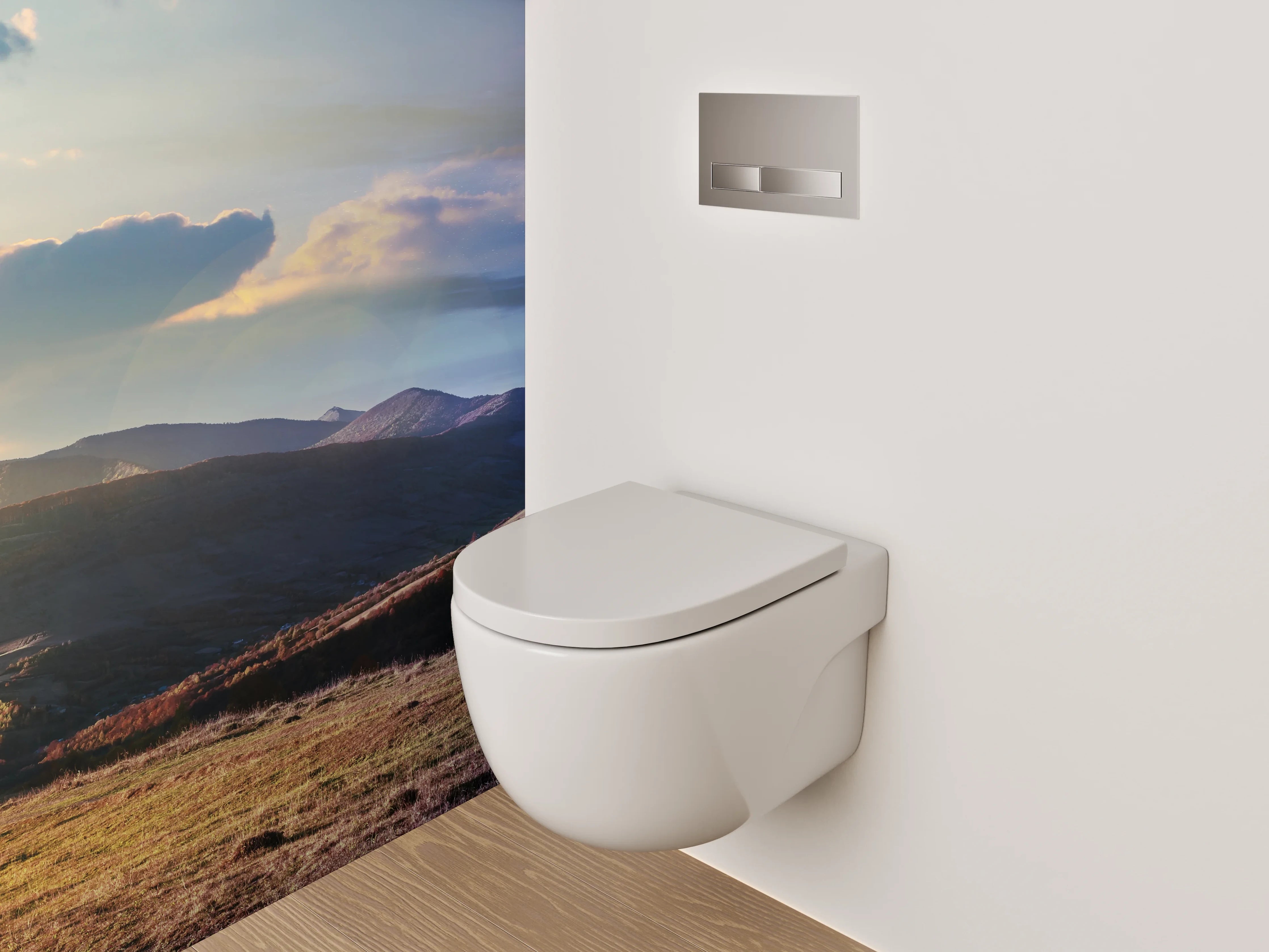 WC-Rückwand - Panorama Tag und Nacht Berge