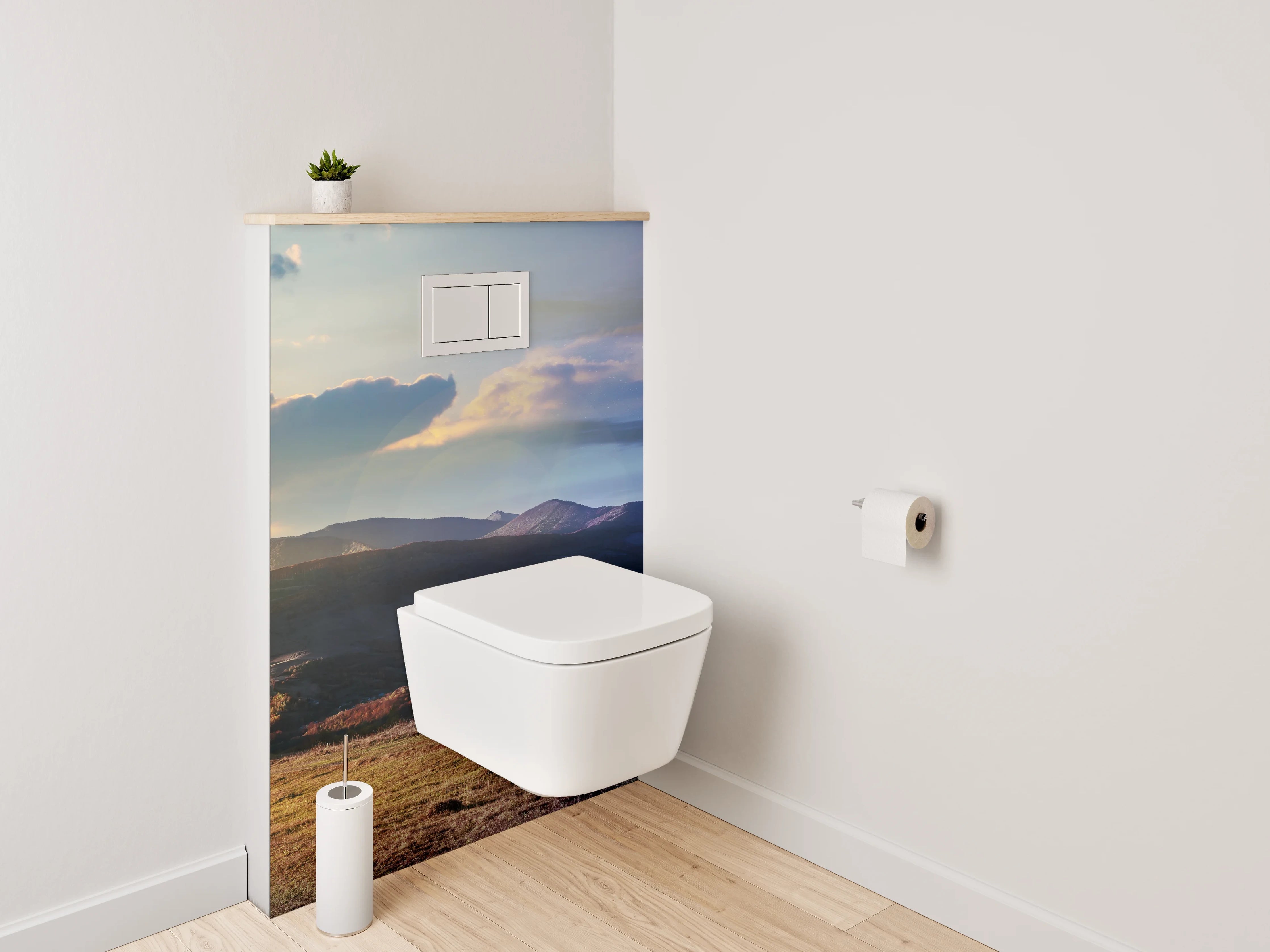 WC-Rückwand - Panorama Tag und Nacht Berge