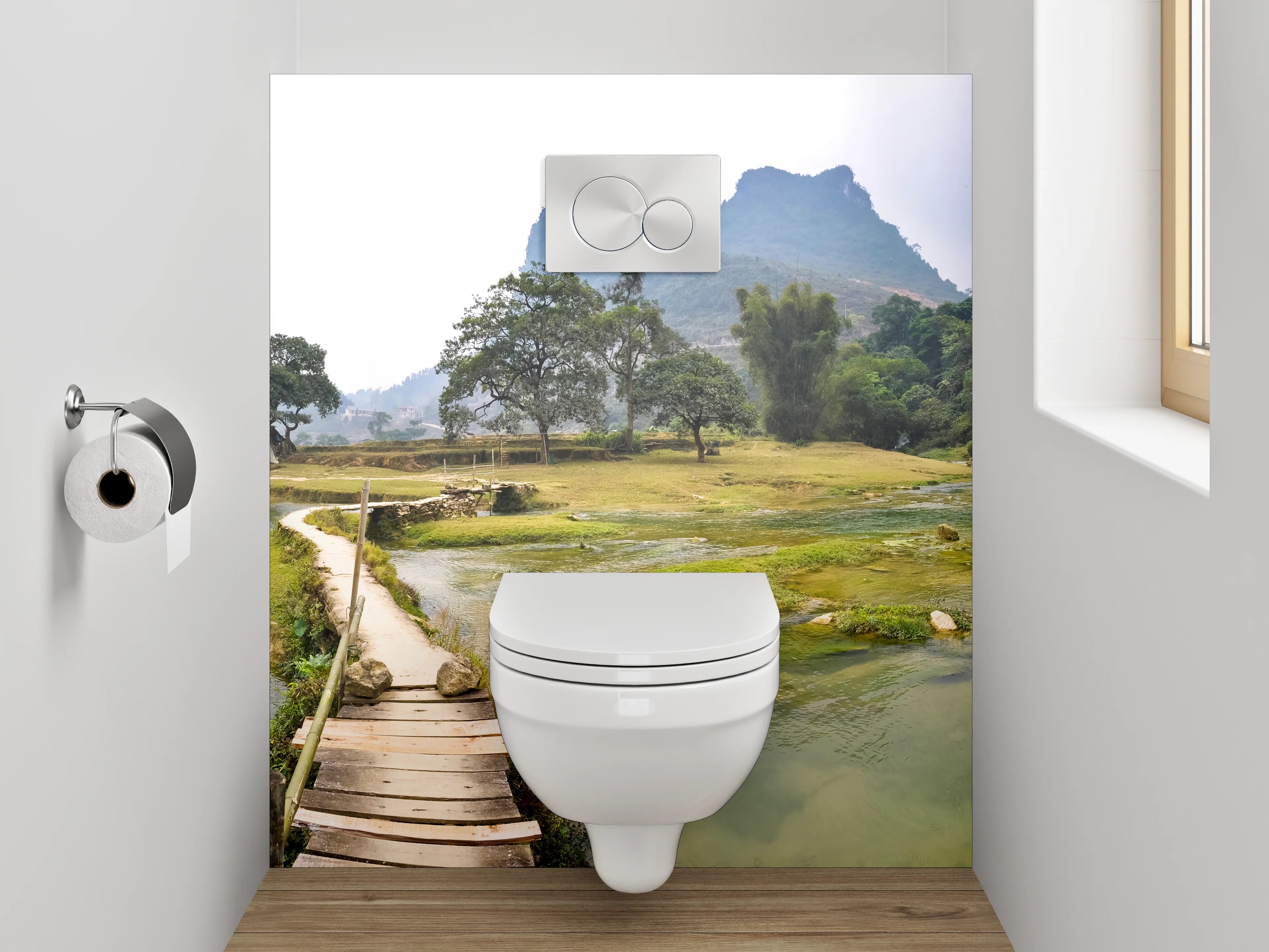 WC-Rückwand - Panorama Wasserfall Landschaft
